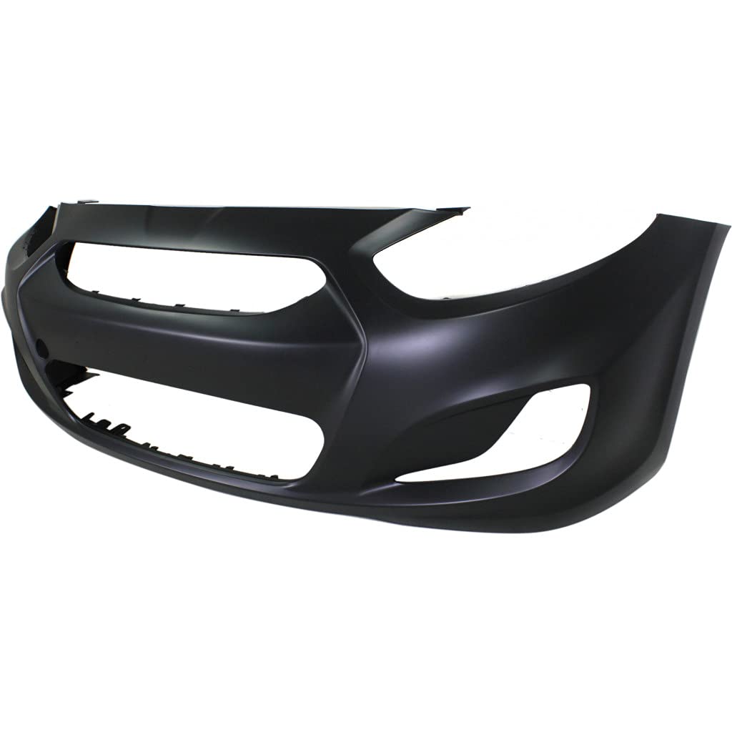 Hyundai Accent Bumper Cover 2012-2014 Front Primed for Hatchback & Sedan with Fog Light Holes | OEM HY1000188 865111R000 | Perfect Fit Replacement for Daily Driving & Commuting