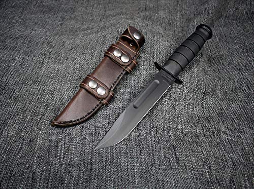 Premium Leather Scout Sheath for KA-BAR USMC Fighting Knife - Durable Tactical Knife Holder for Hunting, Camping & Outdoor Adventures
