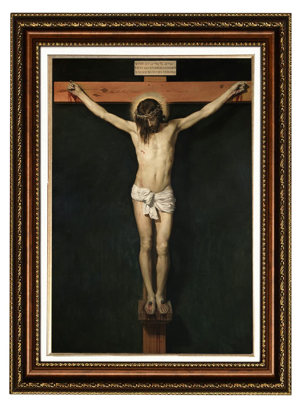ELITEART Diego Velázquez Christ Crucifixion Oil Painting Reproduction - 36x26 Inch Framed Giclee Canvas Wall Art for Home Decor, Church, or Office (sf806M)