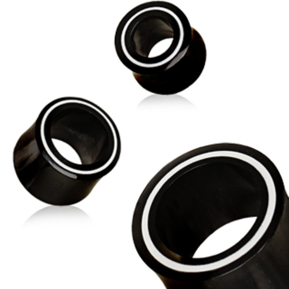 WildKlass Buffalo Horn Tunnel Plugs with Bone Inlay - Boho Jewelry for Stretching