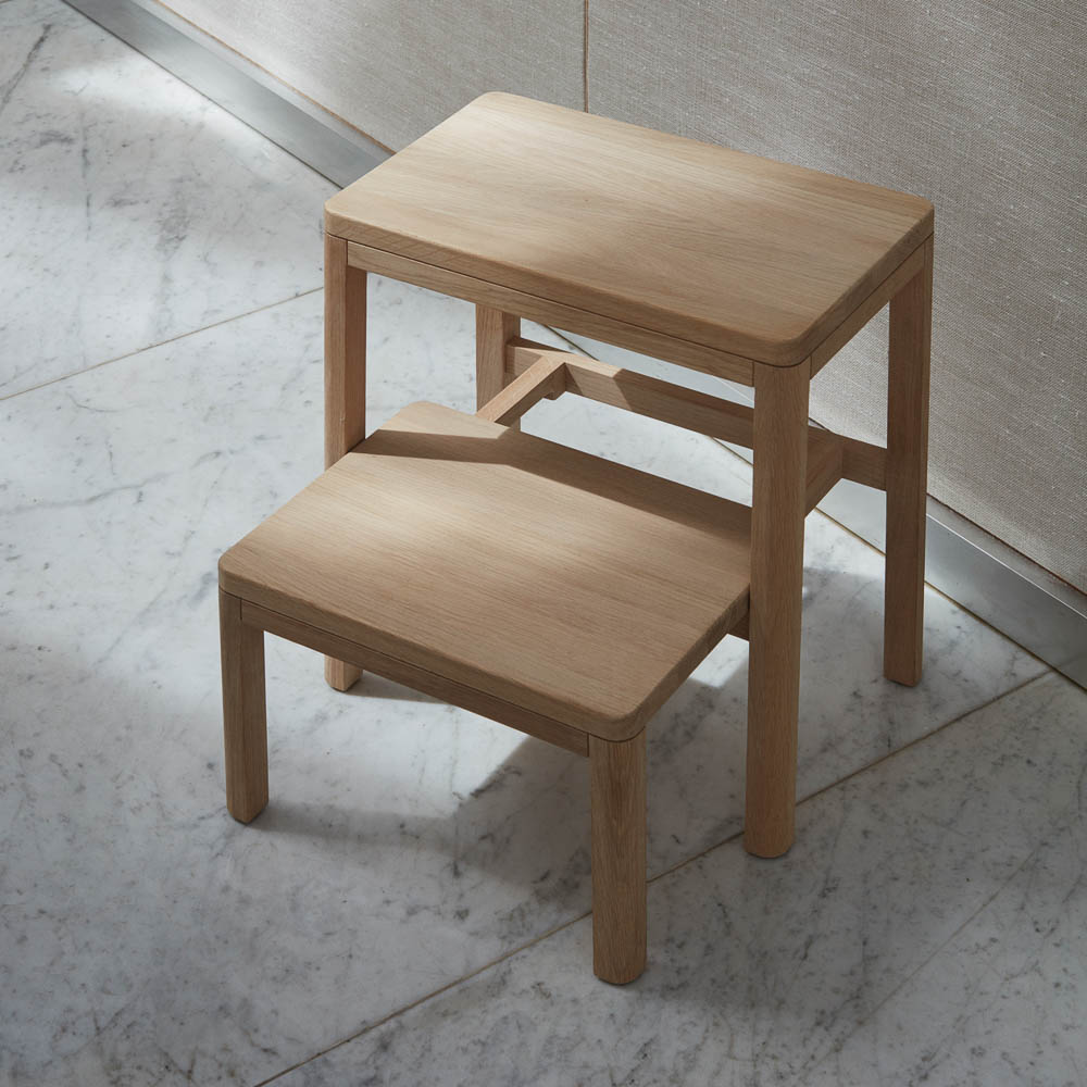 SKAGERAK Noboru 3-Step Wooden Ladder - Solid Oak Foldable Stool for Home, Kitchen, and Garage - Compact Stepladder for Reaching High Shelves and Storage Spaces