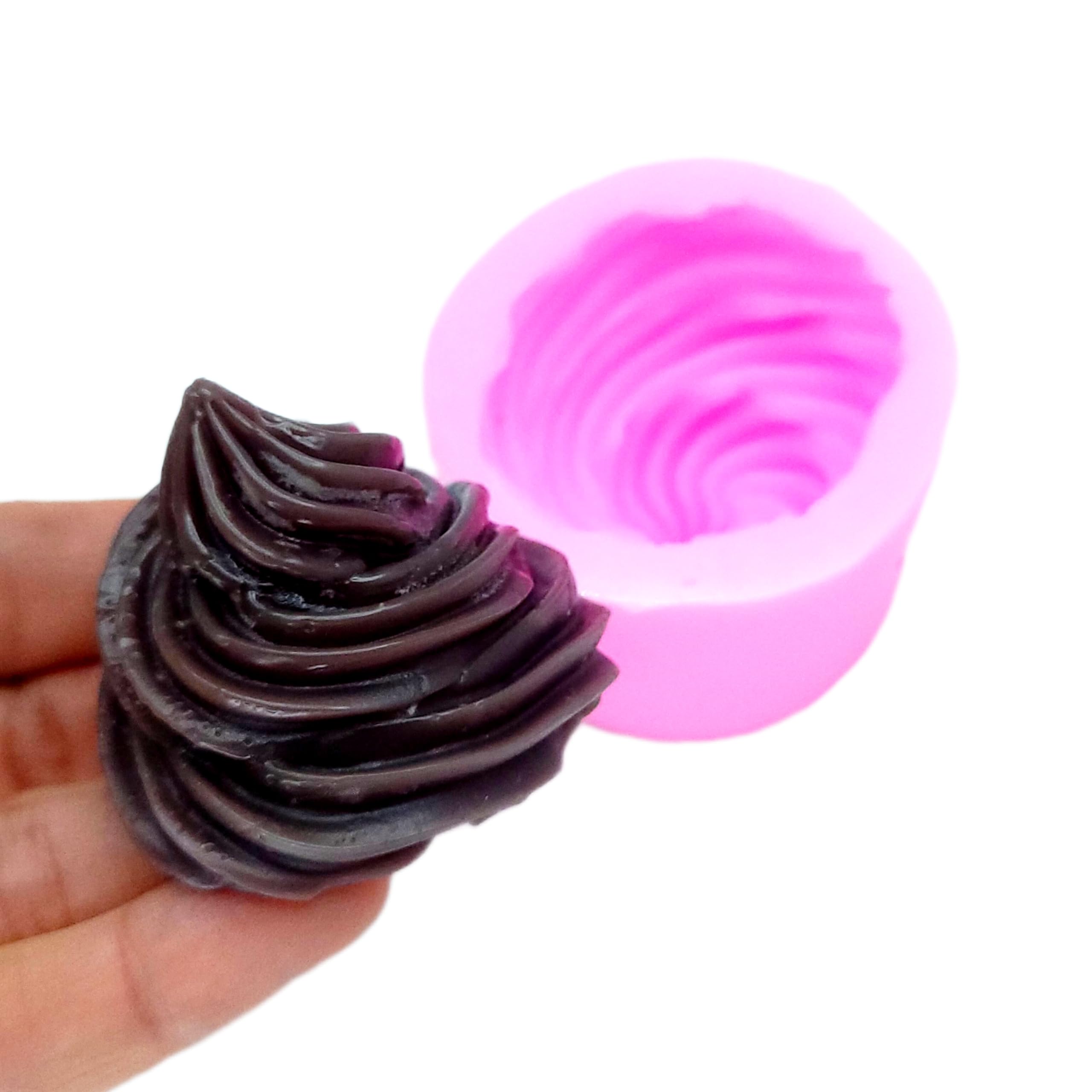 Premium Silicone Ice Cream Scoop Mold - Realistic Whipped B Mold for Wax, Resin, Soap Making - Flexible & Reusable Craft Mold for DIY, Candles, Bath Bombs & Home Decor