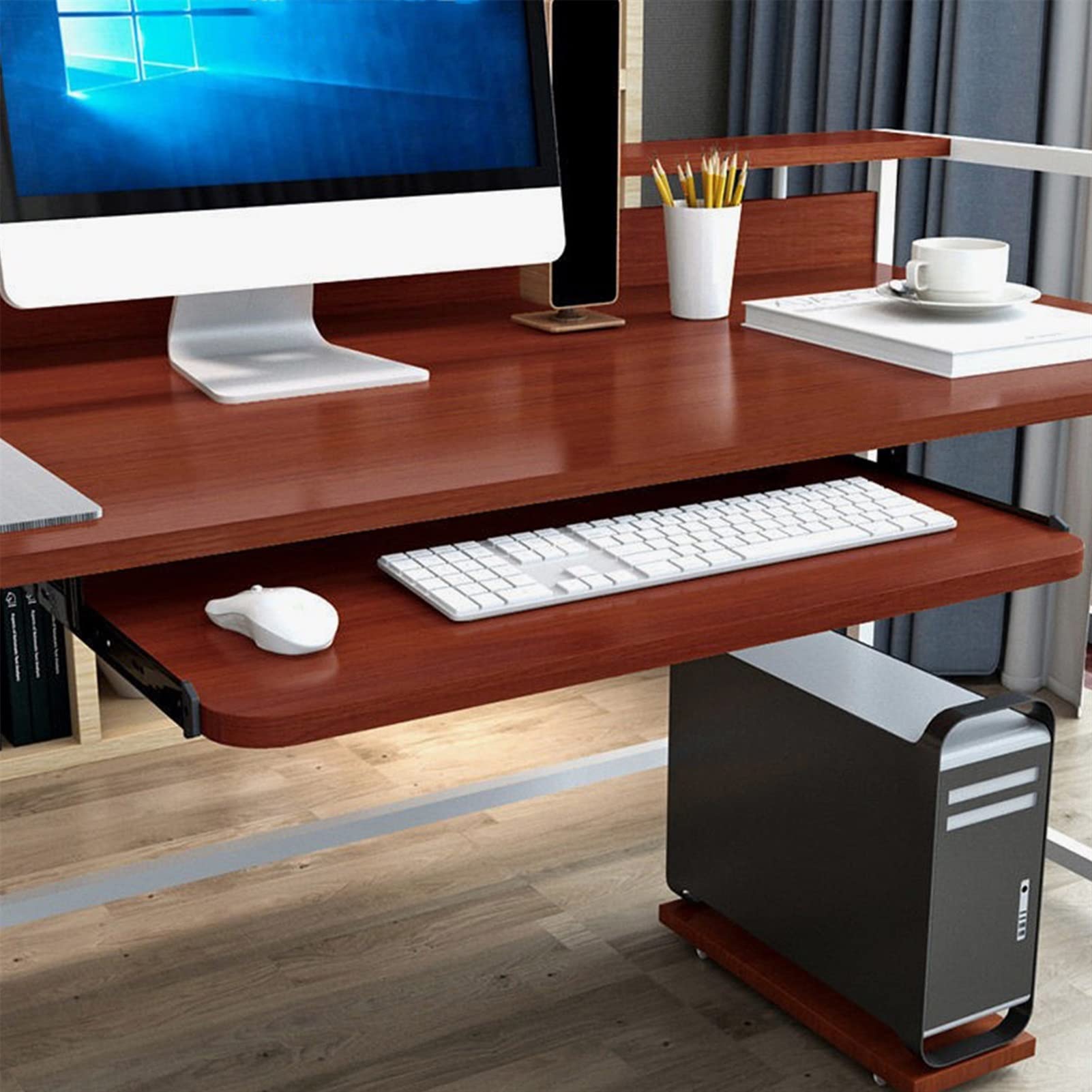 Ergonomic Under Desk Keyboard Tray - Adjustable Height (54/60/70x27cm) Pull-Out Retractable Platform for Keyboard & Mouse - Space-Saving Desktop Extender for Home Office & Gaming Setup