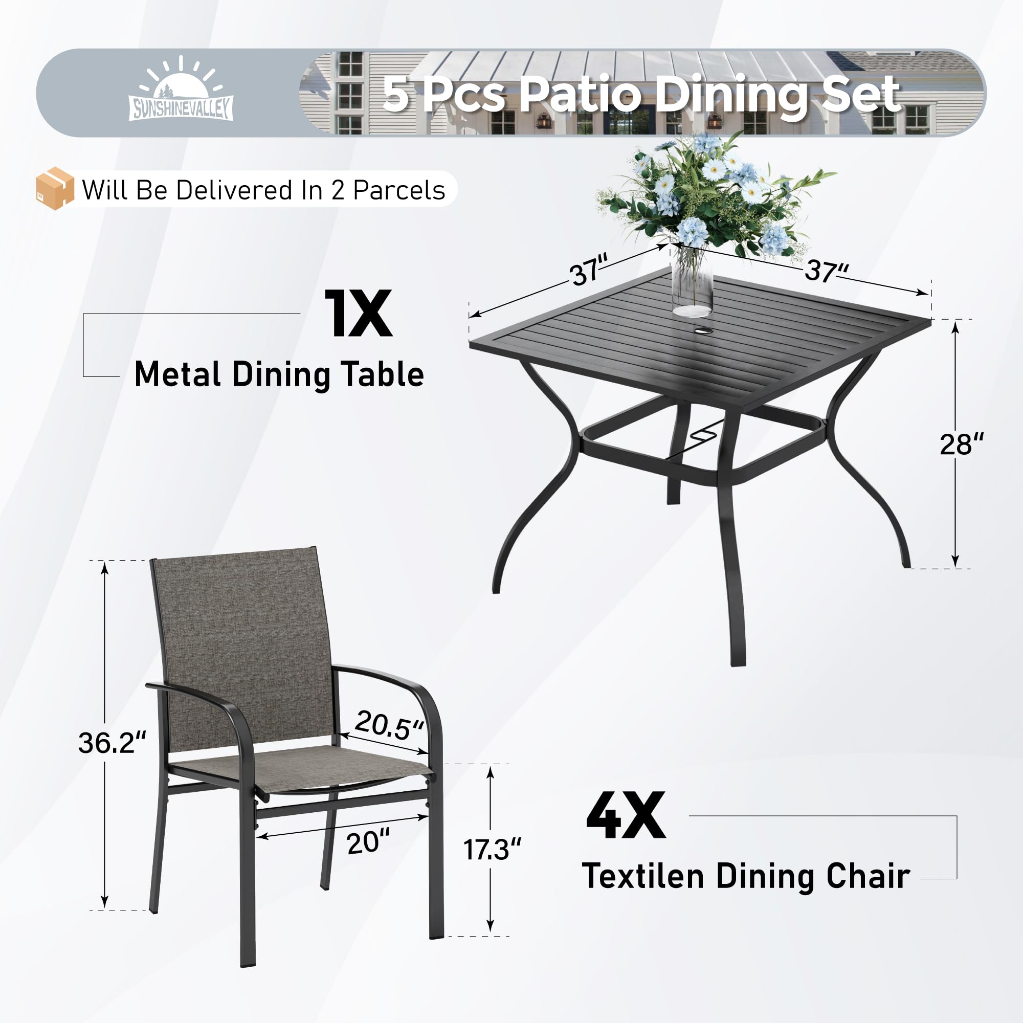 5-Piece Outdoor Patio Dining Set for 4 - 37