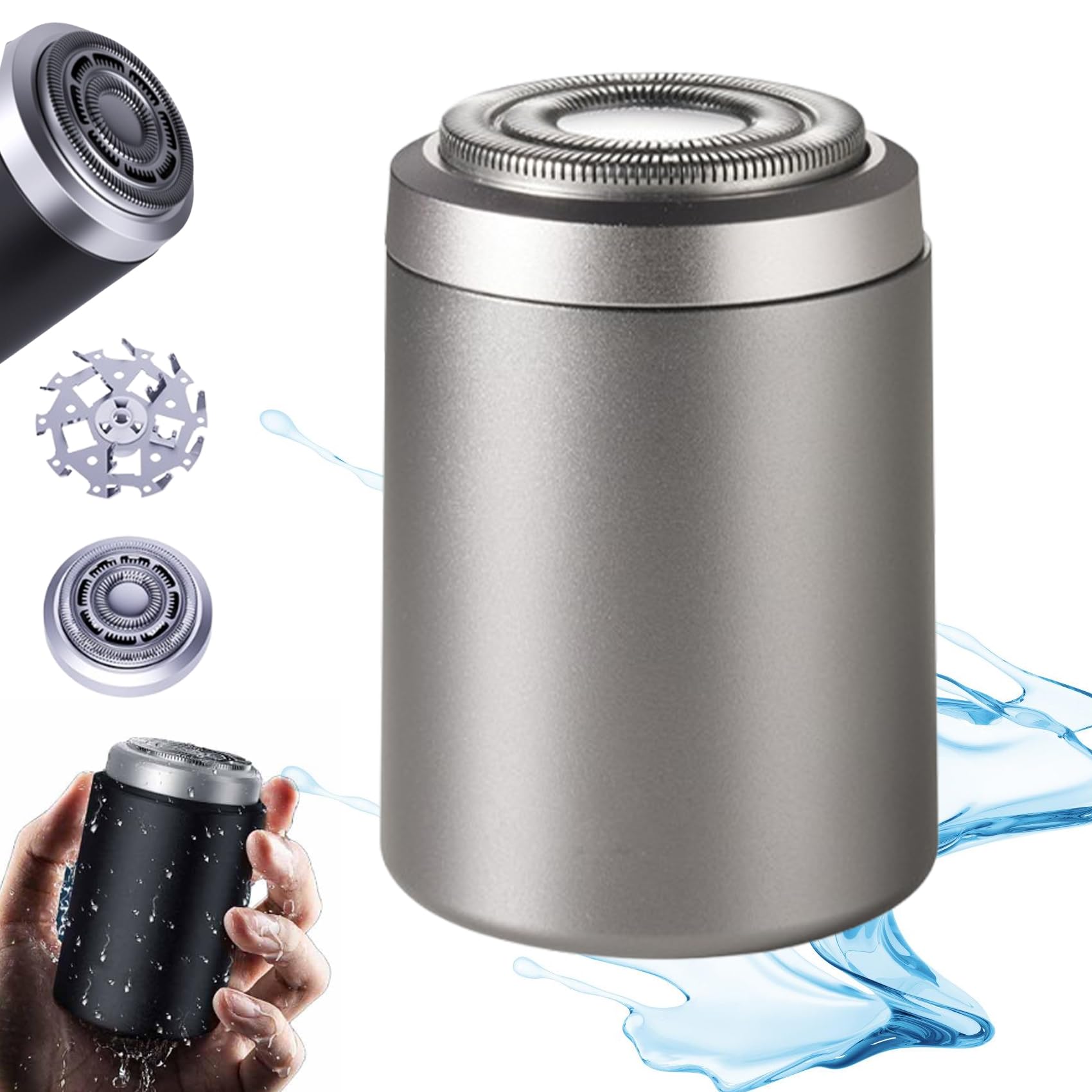 Mini Electric Shaver - Portable USB Rechargeable Waterproof Beard Trimmer for Men | Pocket-Size Travel & Car Shaver with Washable Design | Perfect for Business Trips, Gym, Daily Grooming & On-The-Go Use (Silver)