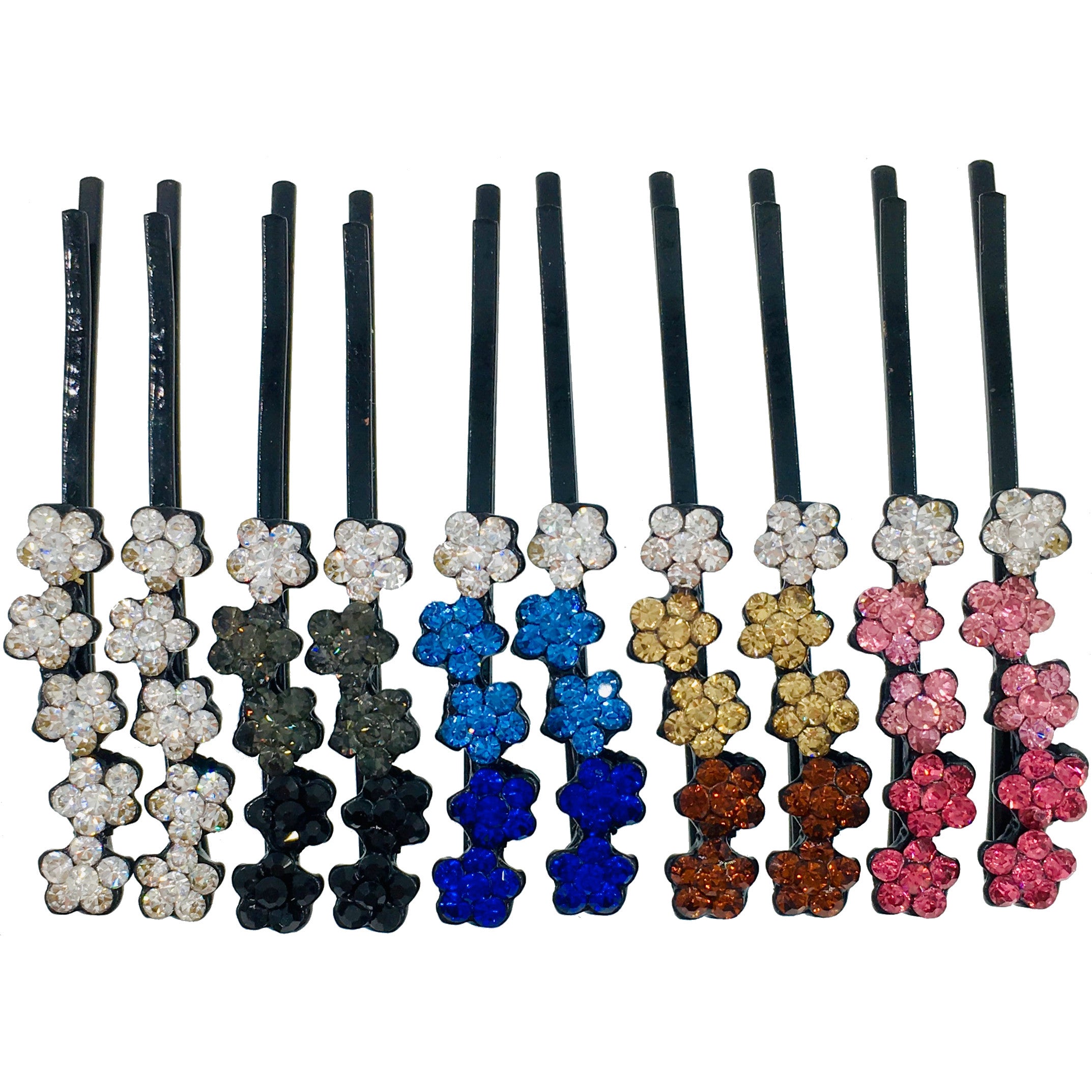 Sparkling Rhinestone Crystal Flower Bobby Pins - Elegant Hair Accessories for Weddings, Parties & Everyday Style