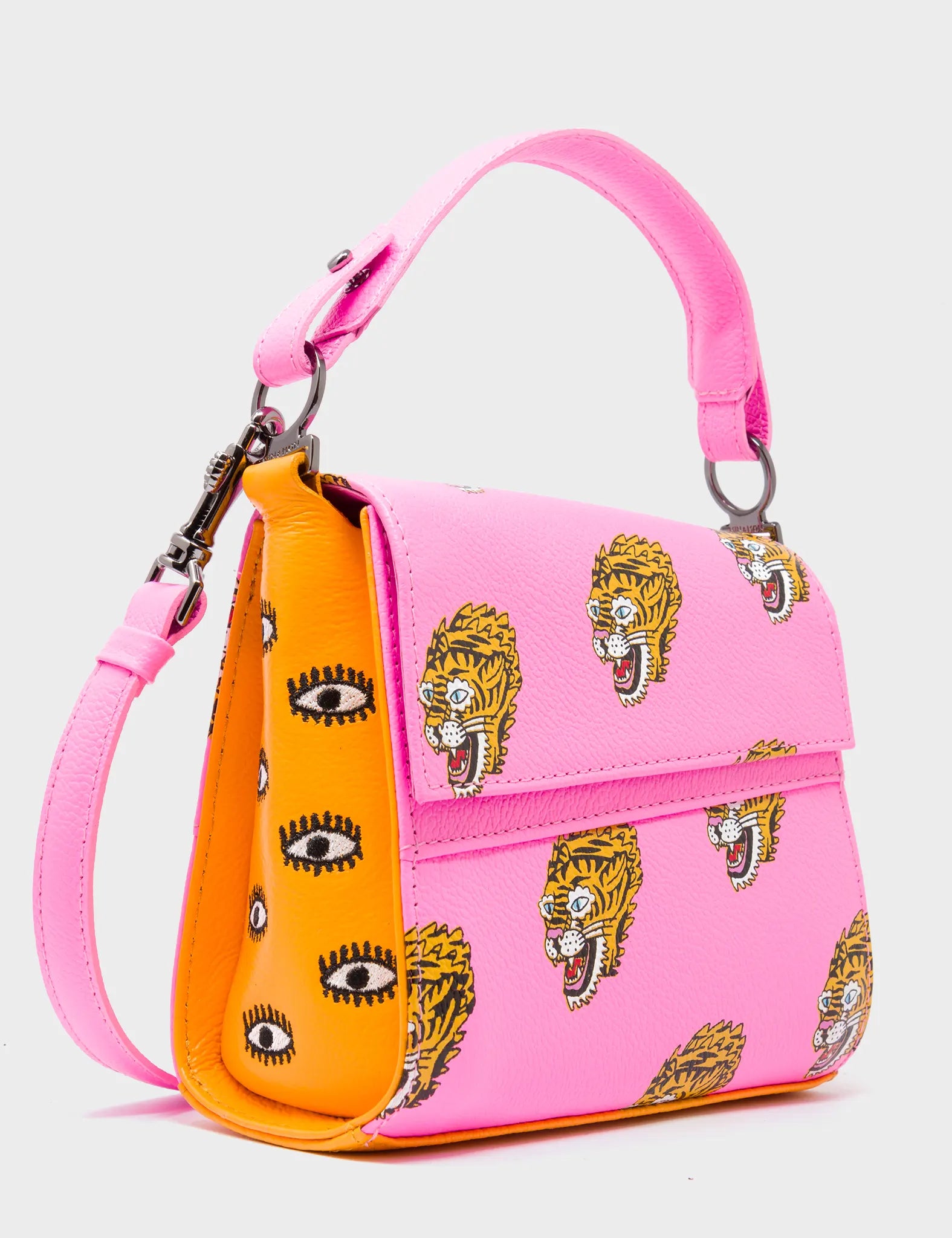 Anastasio Micro Crossbody Handbag - Genuine Pink Leather with Tiger Print | Perfect for Women's Daily Use, Travel & Night Out