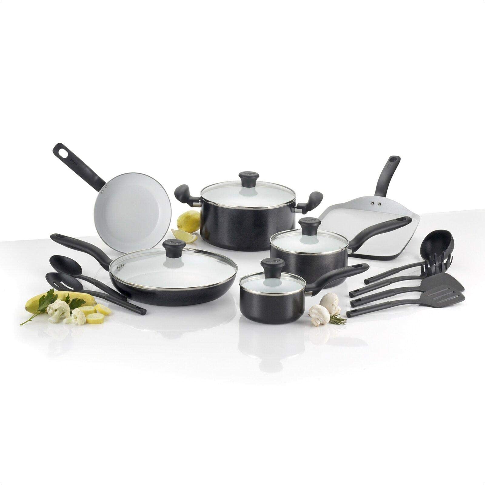 16-Piece Aluminum Cookware Set - Nonstick Pots & Pans for Induction Stovetop - Perfect for Home Cooking, Restaurant & Camping Use
