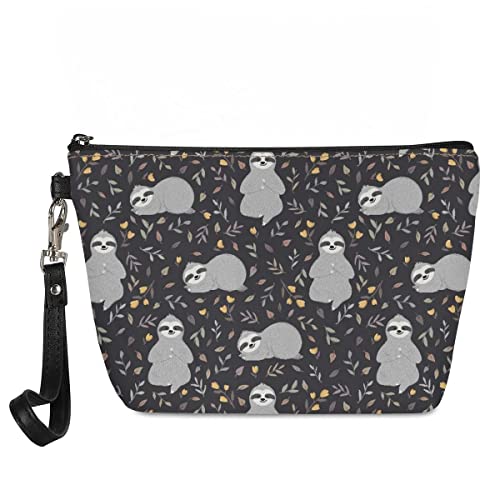 Freewander Durable Waterproof Lightweight Zipper Toiletry Bag for Women - Cute Sloth Design with Wrist Strap - Perfect for Travel, Gym, and Daily Essentials Organization