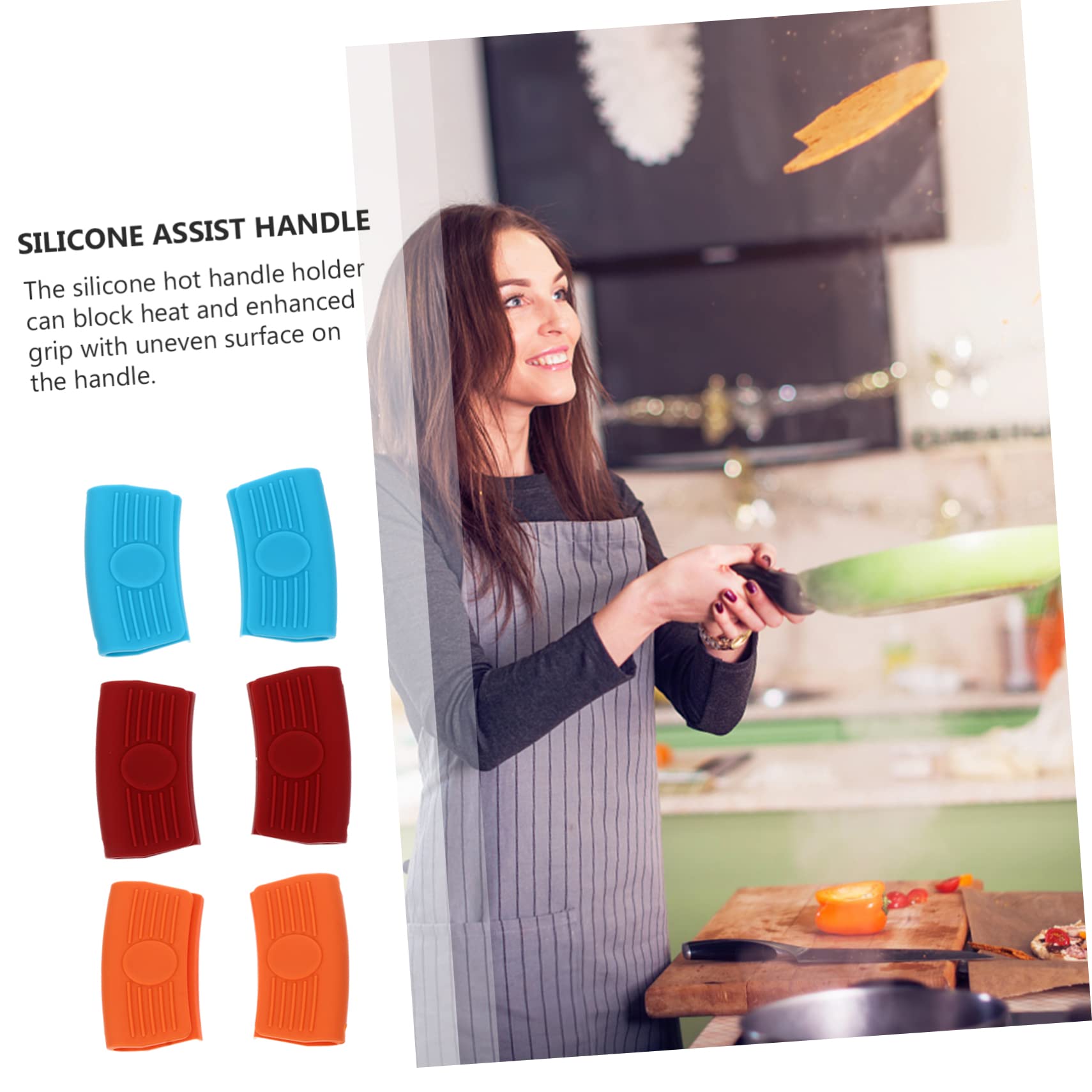3 Pairs Silicone Pot Handle Grips - Heat Resistant Cooking Accessories for Hot Pots & Pans - Secure Non-Slip Grip for Safer Cooking - Perfect for Kitchen, Camping & Outdoor Cooking