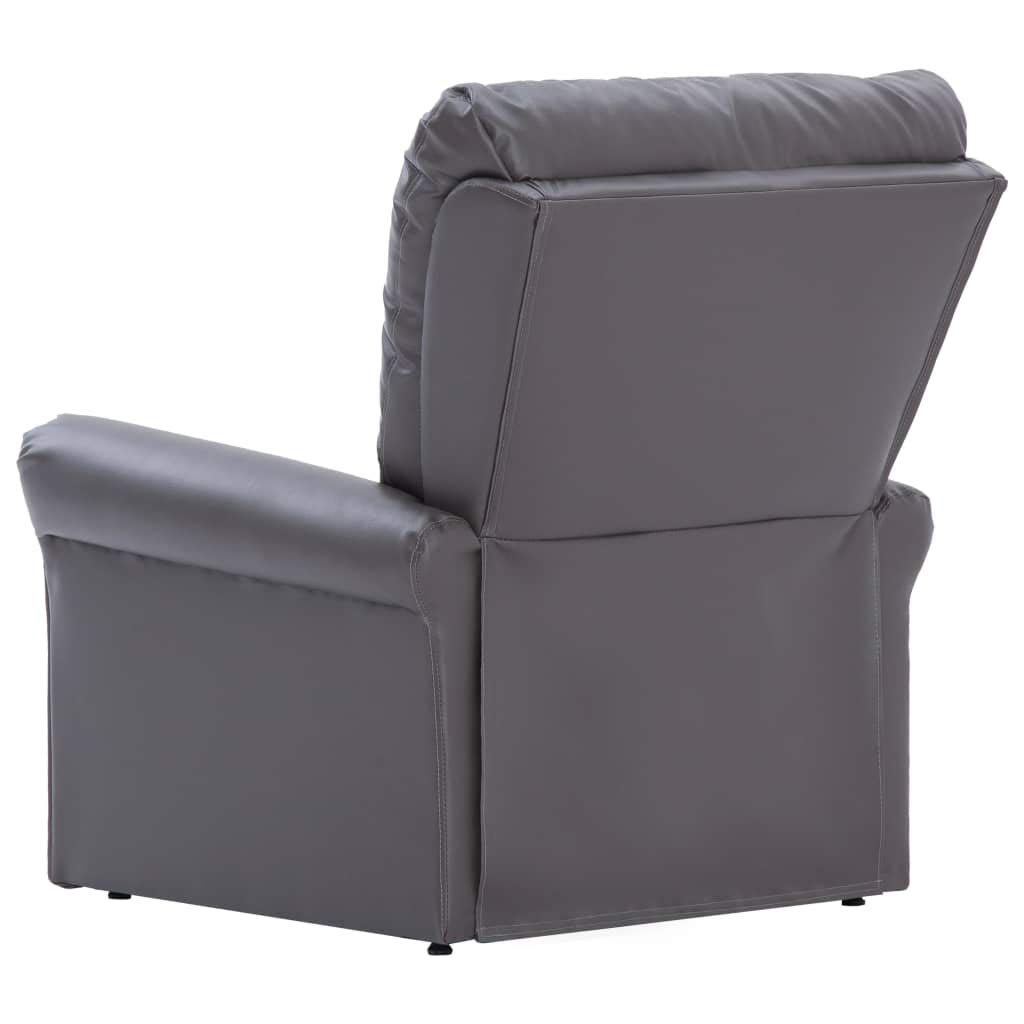 Gray Faux Leather Reclining Chair - Modern Accent Lounge Chair for Living Room, Upholstered Side Chair with Padded Comfort - Perfect for Reading, Relaxing & Home Decor
