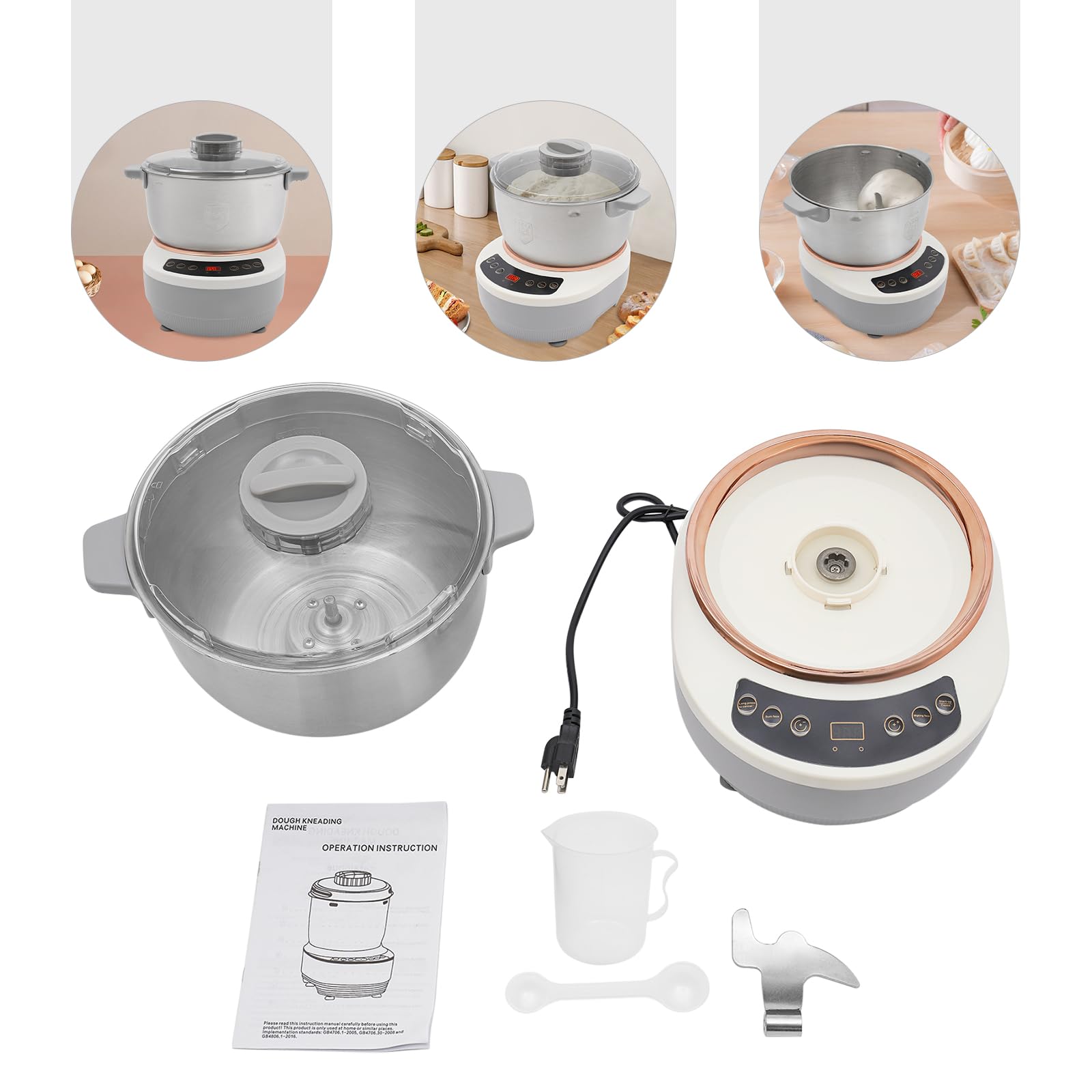 Electric Dough Maker 4.5Qt - Automatic Dough Mixer with Fermentation Function & Digital Timer - Stainless Steel Dough Kneading Machine for Home, Bakery & Restaurant Use - Perfect for Bread, Pizza & Pastry Making