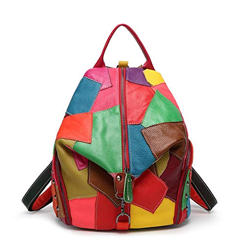 AIWendy Genuine Leather Women's Fashion Backpack - Convertible Satchel Handbag & Shoulder Bag Multipurpose Travel Purse (Red) for Work, School & Weekend Outings