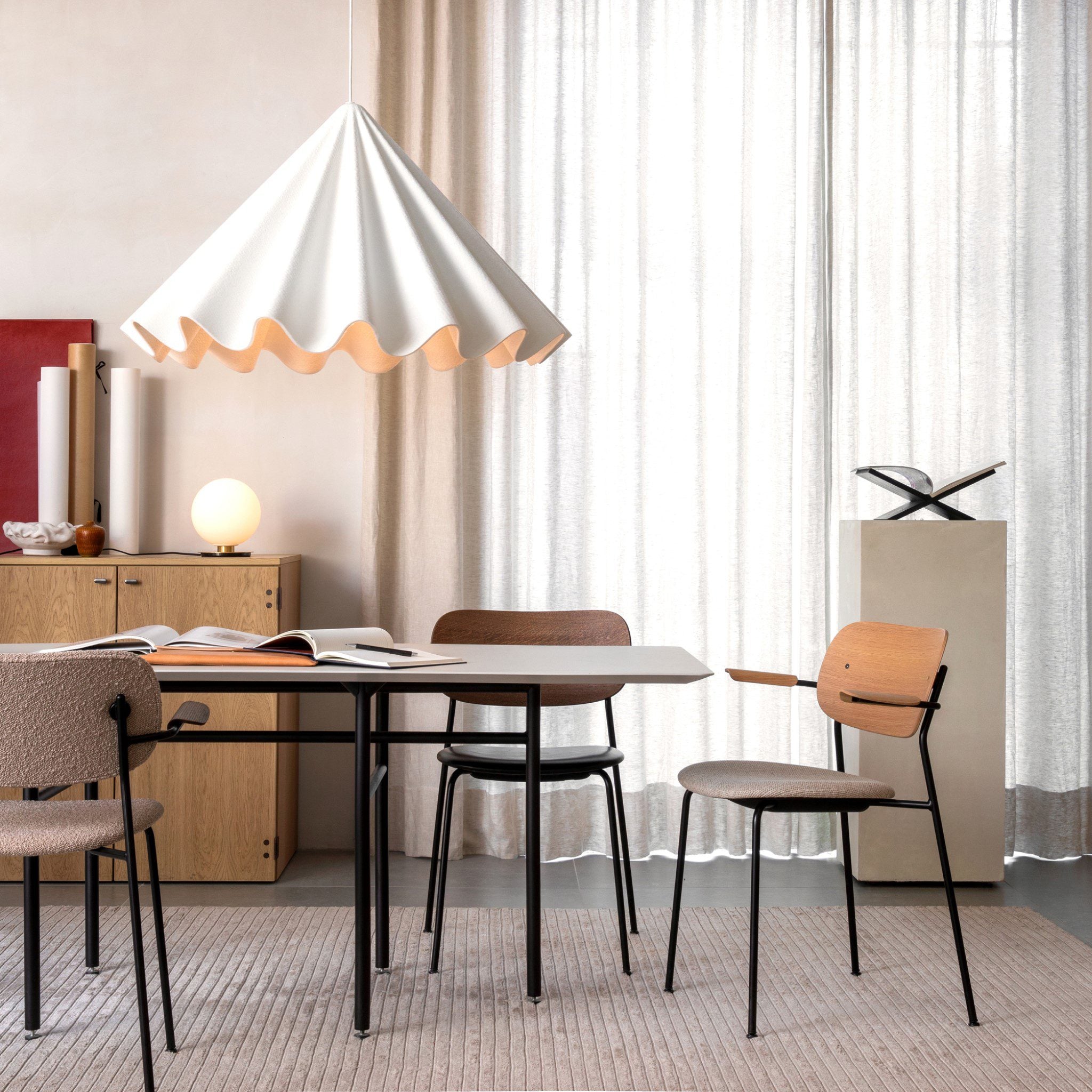 AUDO CPH 95cm Off White Dancing Pendant Light - Modern Scandinavian Ceiling Lamp for Living Room, Bedroom, or Dining Area