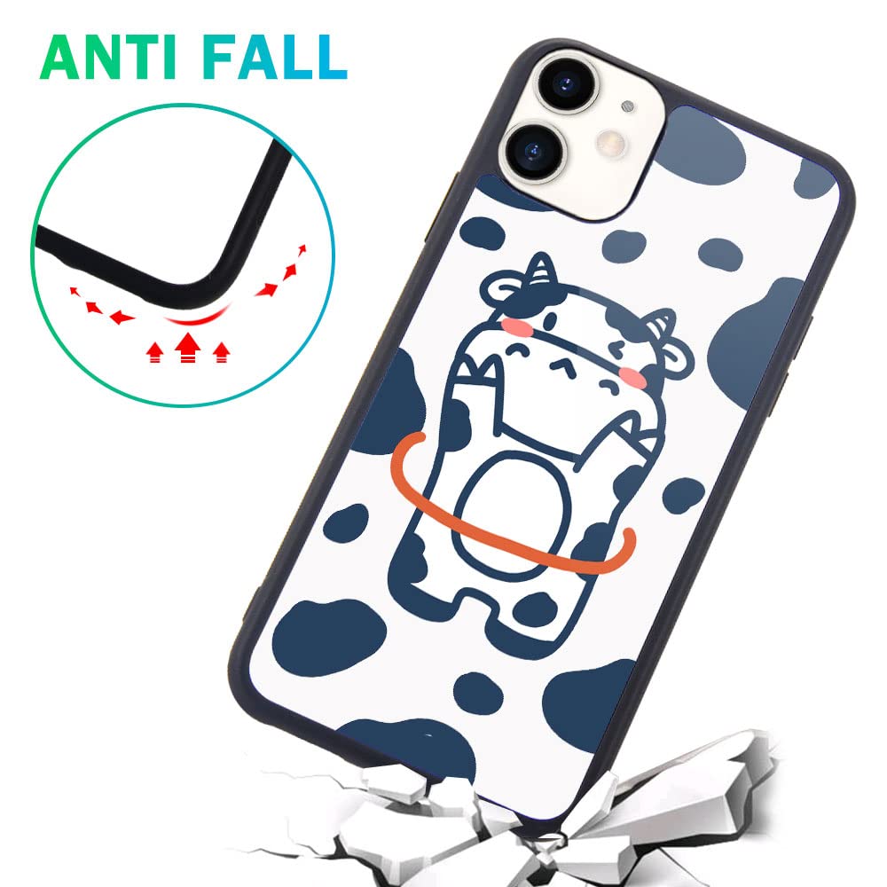 MAYCARI iPhone 12 Pro Max Case - Cute Cow Animal Design Hard Back Cover with Soft TPU Bumper | Protective Phone Cover for Women, Girls & Kids | Perfect for School, Work & Daily Use