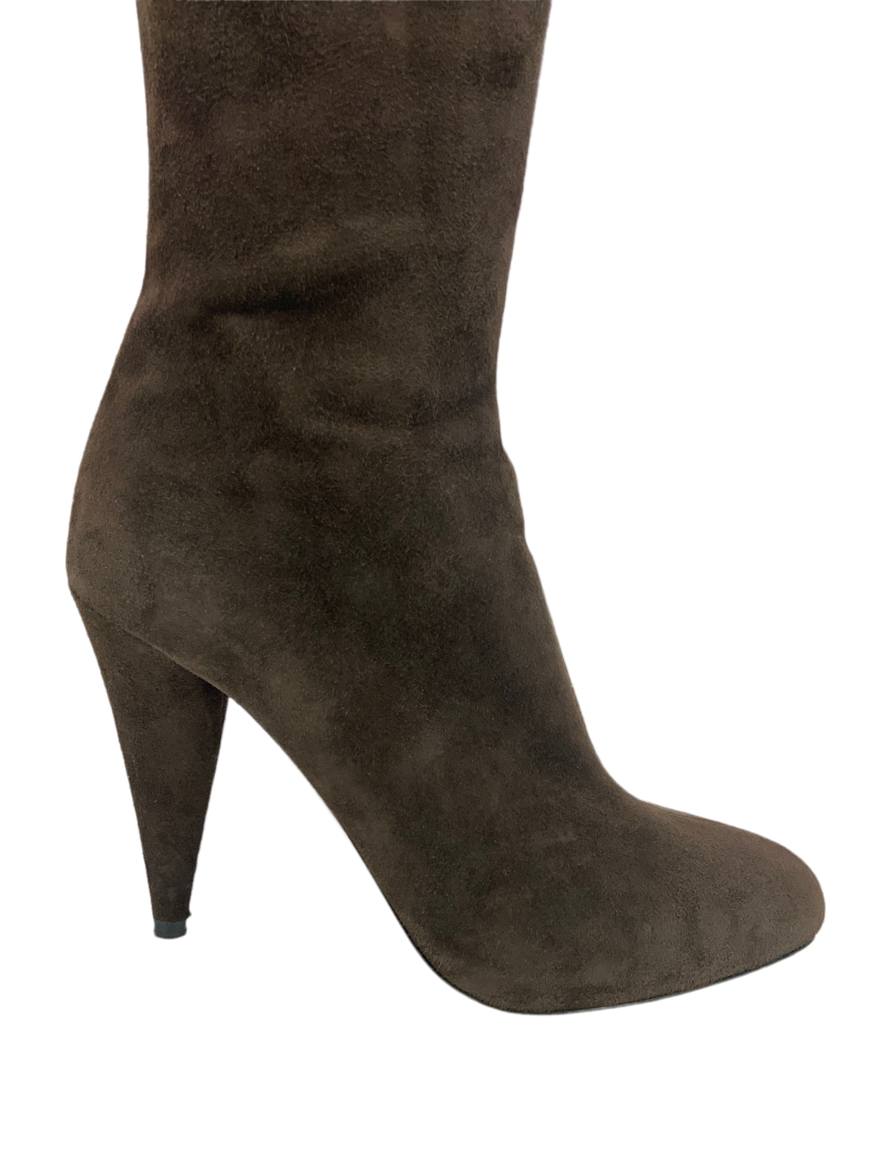 Prada Suede Knee High Boots for Women Size 7.5 - Luxury Tall Boots for Fall & Winter Fashion, Office & Party Wear