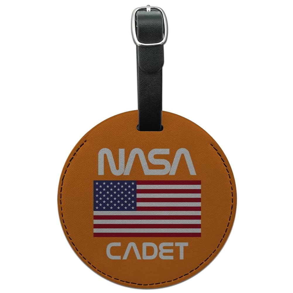 American Flag Round Leather Luggage Tag - Personalized Carry-On ID Tag for Suitcases & Travel Bags | Perfect for Business Travel, Vacation & Airport Identification