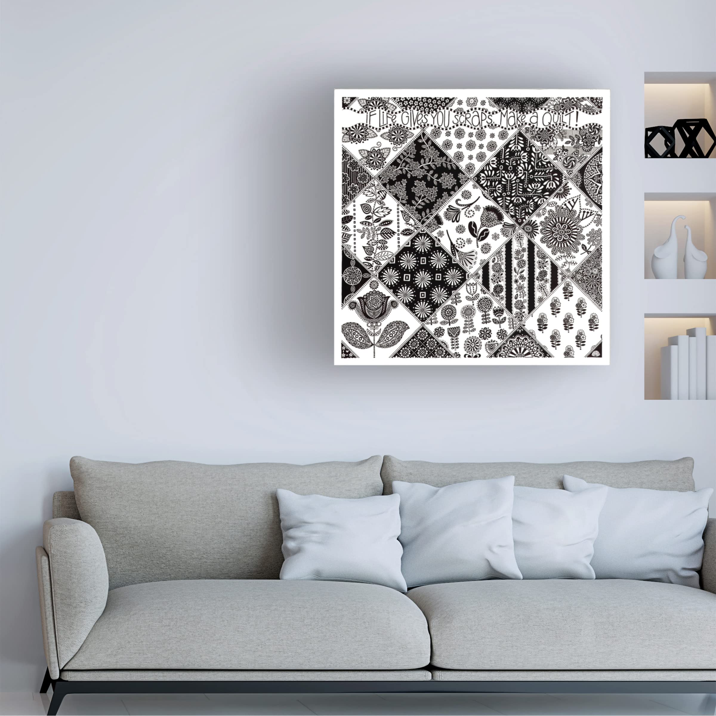 Siobhan 'Quilt' 35x35 Inch Canvas Wall Art - Modern Abstract Painting for Living Room, Bedroom & Office Decor