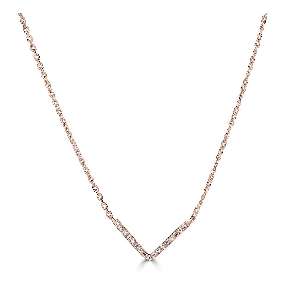 14K Gold 0.05 CTW Diamond V-Shaped Pendant Necklace for Women - Elegant Layering Piece for Date Night & Special Occasions