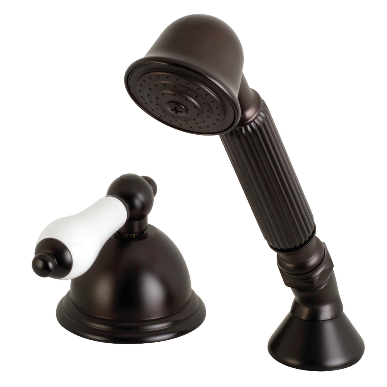 Kingston Brass KSK3355PLTR Vintage Deck Mount Hand Shower with Diverter - Oil Rubbed Bronze Roman Tub Faucet (3.44 x 5.63 x 8.06 inches) | Perfect for Spa-Like Bathing Experience & Vintage Bathroom Decor