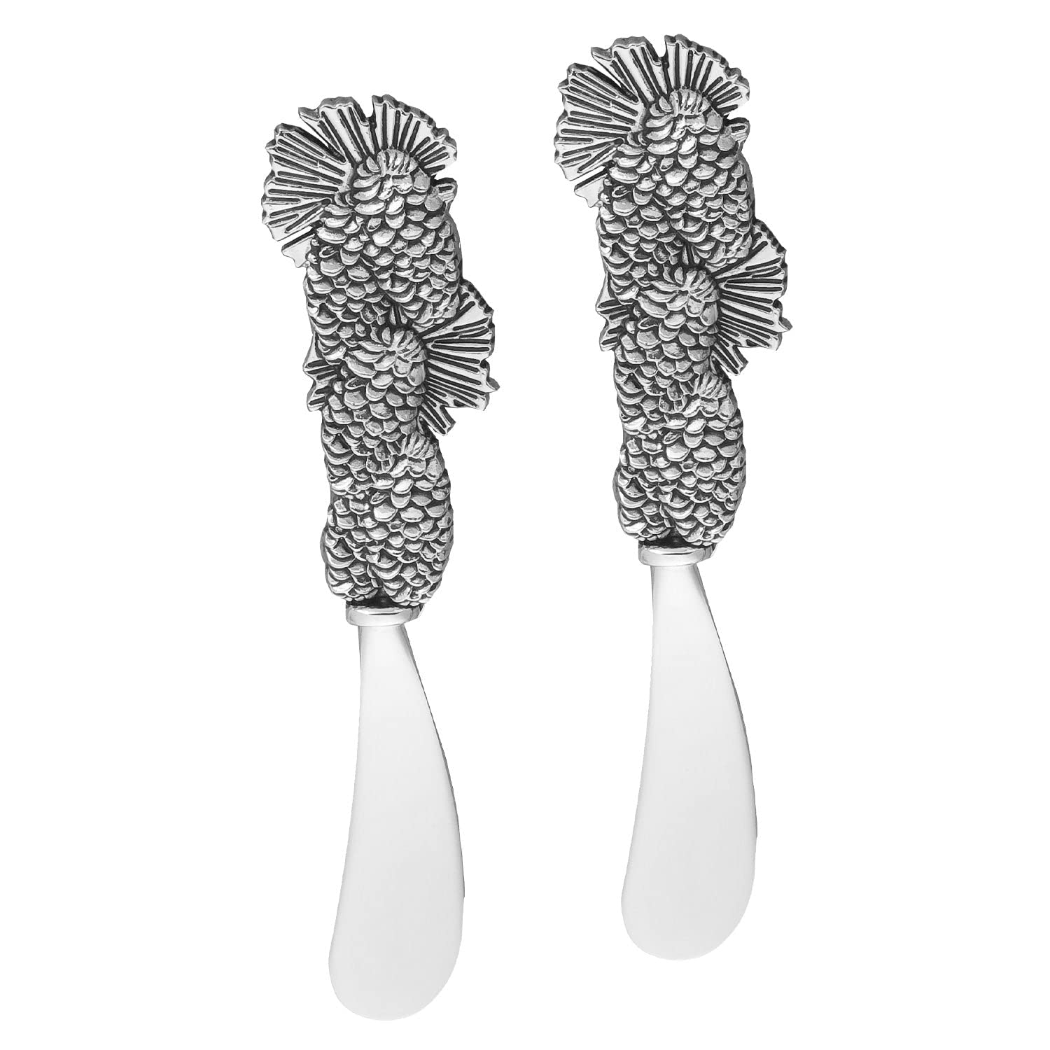 Premium 2-Piece Zinc Alloy Cheese and Butter Spreader Knife Set - Pinecone Design for Charcuterie Boards, Wine Pairings & Elegant Dining