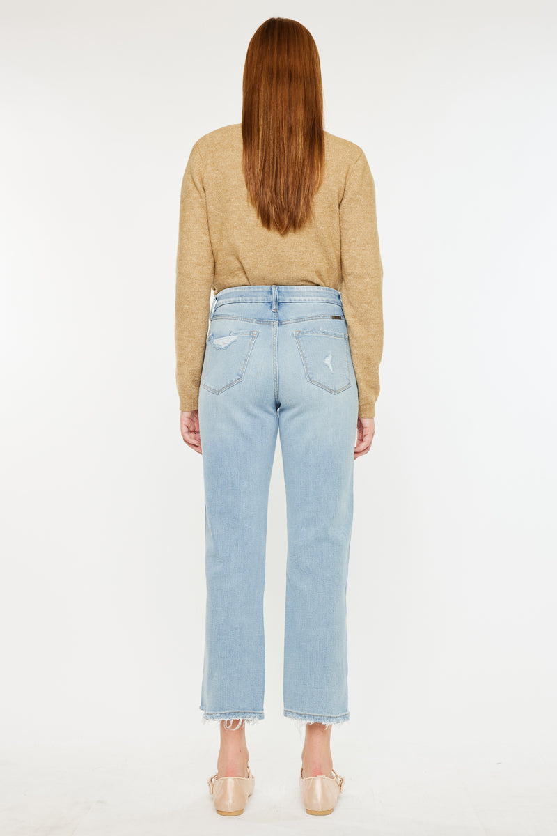 Lane High Rise Cropped Straight Leg Jeans for Women - Slimming Stretch Denim Pants - Perfect for Casual Wear, Office Outfits & Date Nights