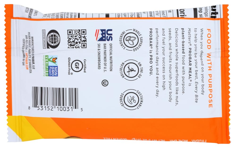 Organic Peanut Butter Protein Meal Bar - Gluten-Free, Non-GMO, 12 Pack | Healthy Snack for Hiking, Workouts & On-the-Go Nutrition