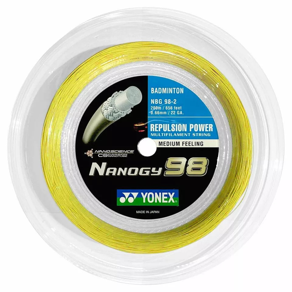 Yonex Nanogy 98 Badminton String Reel 200m - High Performance Badminton String for Power & Control | Perfect for Tournament Play & Professional Training
