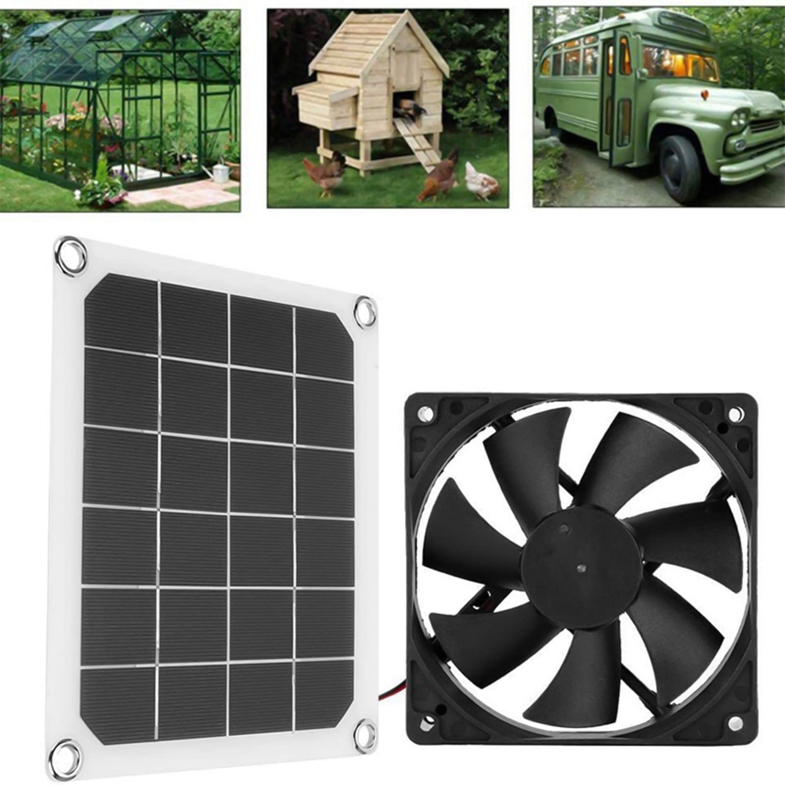 10W Solar Panel Powered Dual Fan - Waterproof Portable Outdoor Solar Exhaust Ventilation Fan for Greenhouse, Chicken Coop, Dog House, RV & Window - Easy Installation - Perfect for Greenhouses, Barns, Sheds & Off-Grid Ventilation