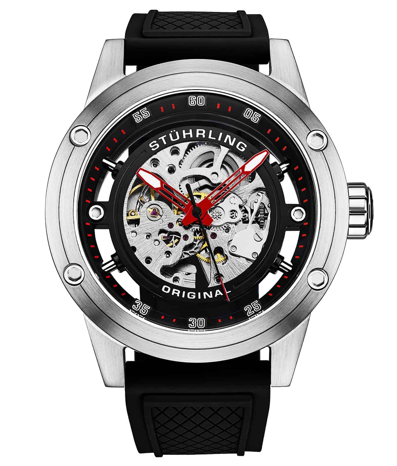 Black Dial/Silver Case/Light Blue Rubber Strap