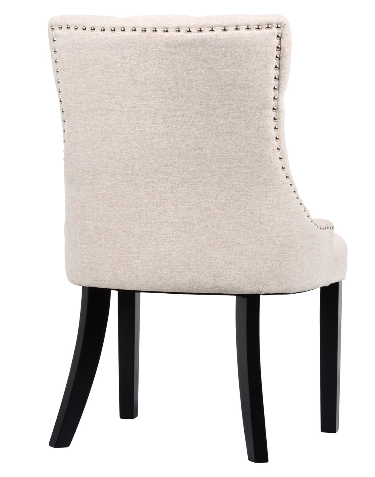 Modern Cream Fabric Tufted Dining Chairs Set of 2 - Upholstered Kitchen Chairs with Black Wood Legs for Dining Room & Living Room Accent | Comfortable Seating for Family Meals & Cozy Gatherings