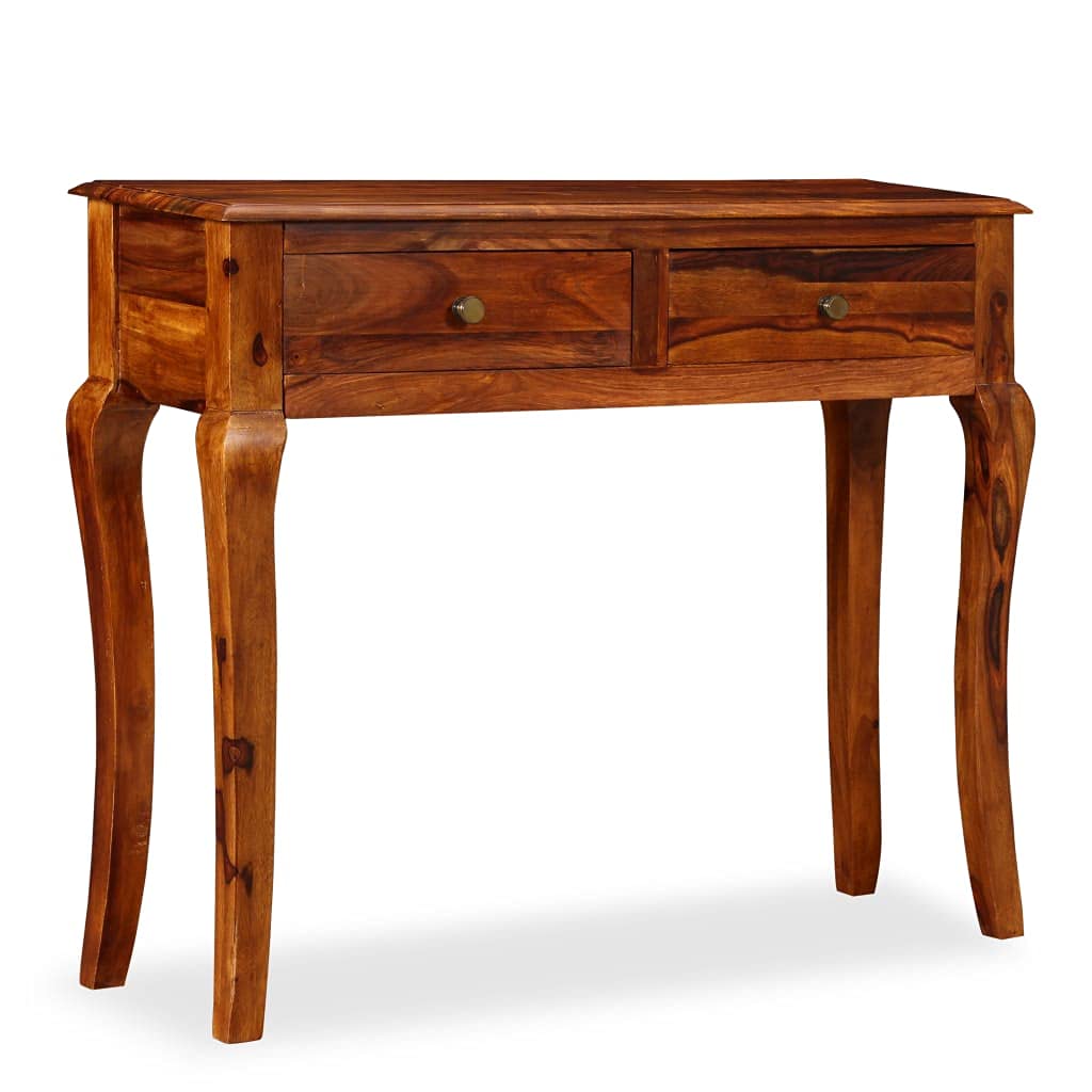 Solid Sheesham Wood Buffet Sideboard - Rustic Farmhouse Console Table with 2 Drawers for Entryway & Hallway (35.4