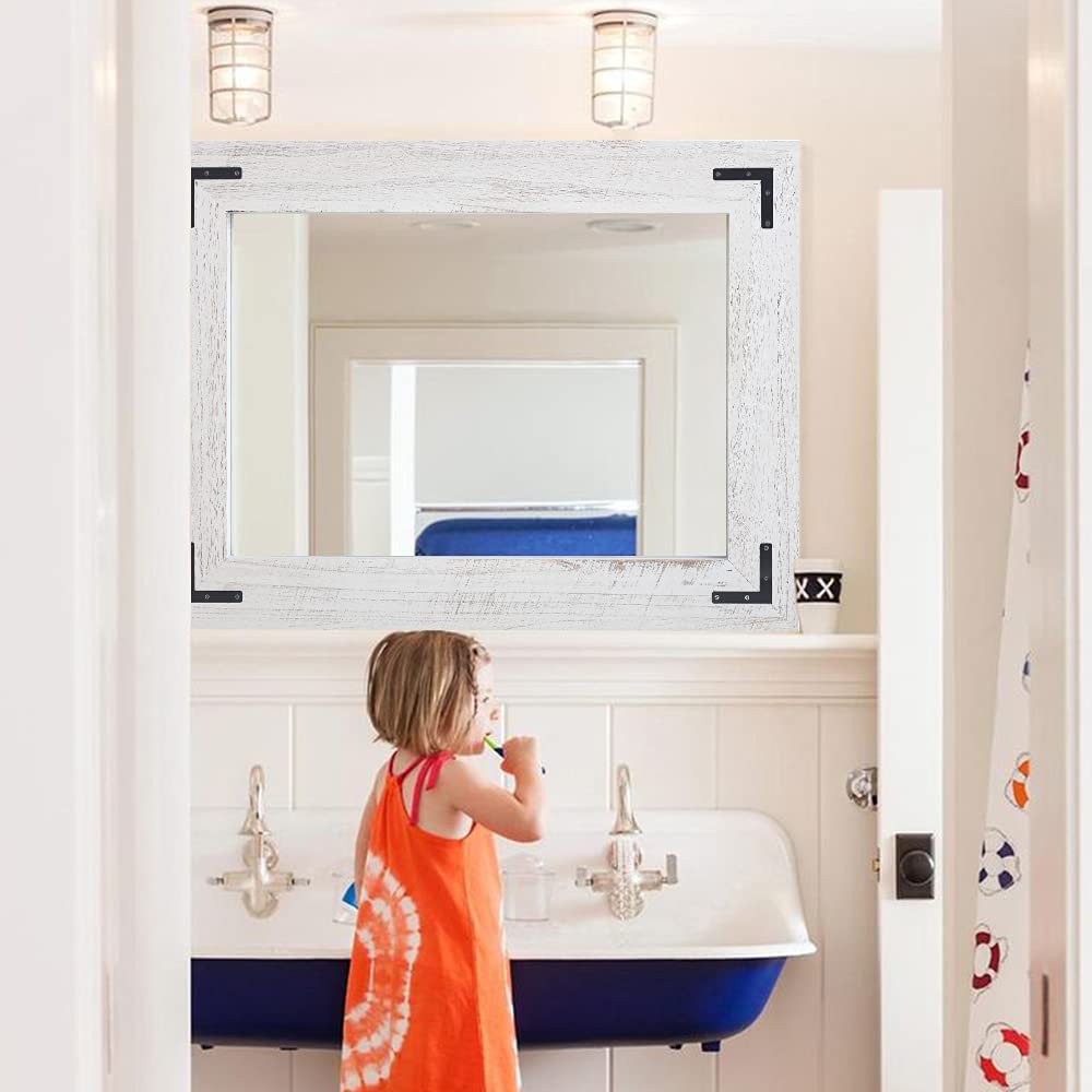 YOSHOOT Rustic Wooden Framed Wall Mirror 32