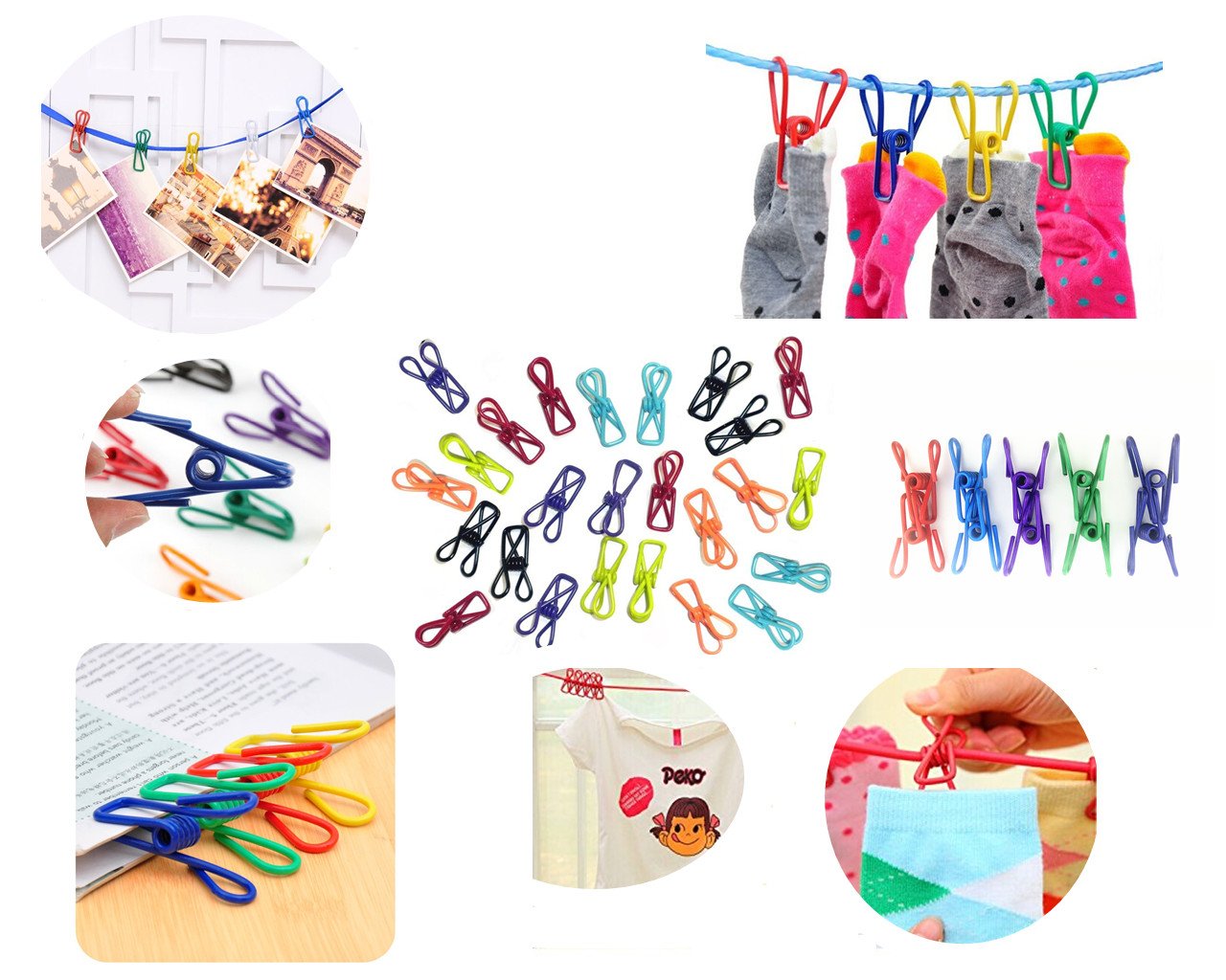 30-Pack 2 Inch Colorful PVC Coated Chip Clips - High Elasticity Strong Clothes Pins, Food Bag Clips for Kitchen, Laundry & Storage Organization (10 Random Colors)