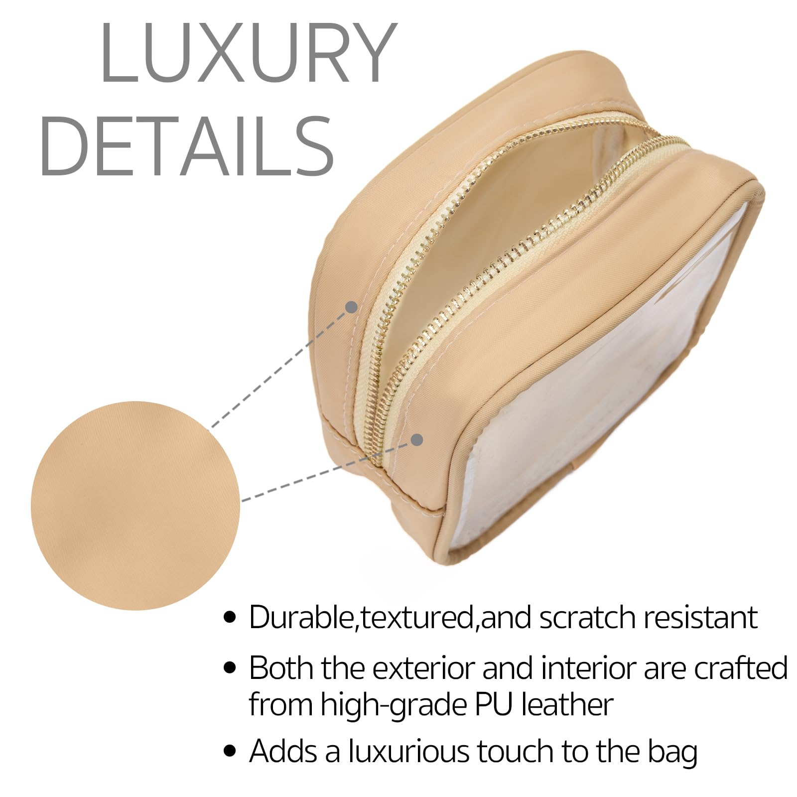 Clear Cosmetic Bag Mini Makeup Bag for Women - Small Zipper Pouch for Purse Organizer | Travel Toiletry Essentials | Cute Preppy Makeup Organizer for Daily Use, Gym & Vacation