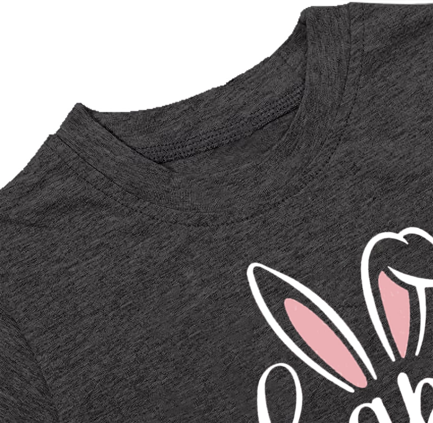 Happy Easter T-Shirt for Toddler Baby Girls & Boys - Cute Bunny Rabbit Graphic & Easter Egg Letter Print Tee - Perfect for Easter Outfits, Family Photos & Spring Celebrations