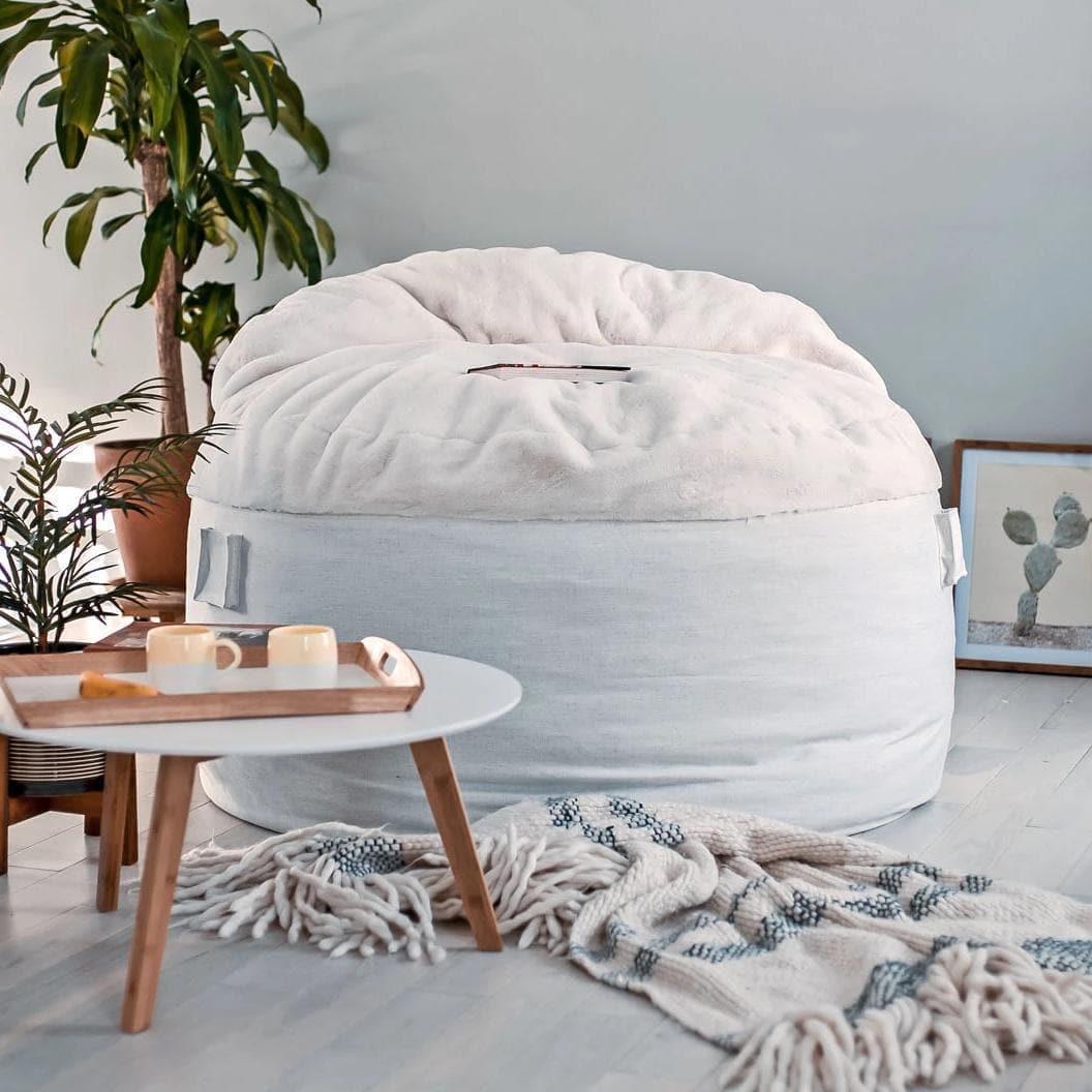 Premium Adult Bean Bag Chair - Large Size with Ultra Soft Bunny Fur Cover - Perfect for Living Room, Bedroom, or Game Room Relaxation