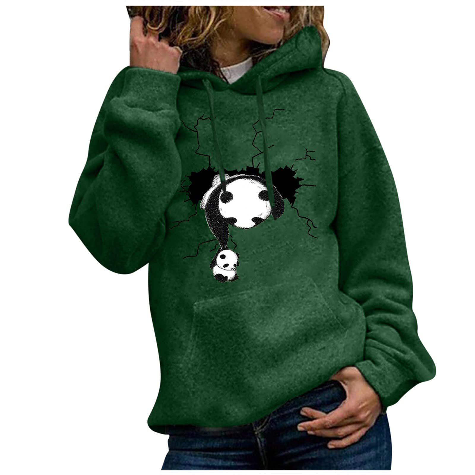 Stylish Women's Long Sleeve Animal Print Hooded Sweater with Pockets - Cozy Pullover Hoodie for Casual Wear, Fall Fashion & Outdoor Activities