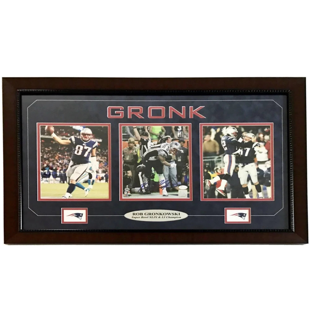 Authentic Rob Gronkowski Signed 8x10 Photo Collage with JSA COA - New England Patriots Autographed Memorabilia - Perfect for Sports Collectors and Patriots Fans Display