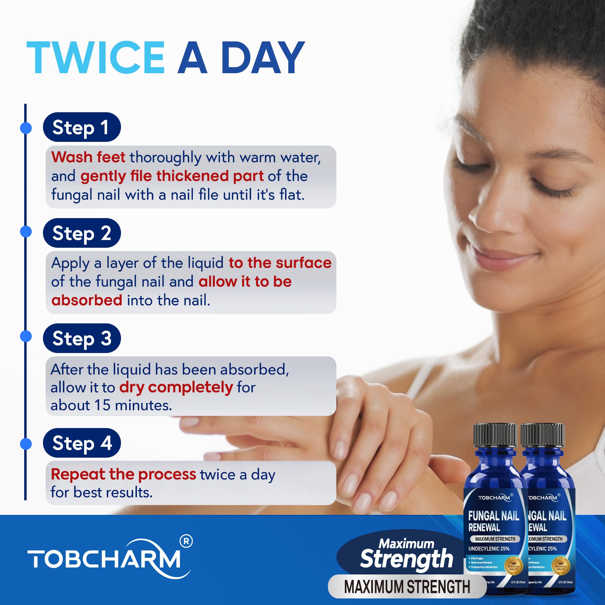 Extra Strength Toenail Fungus Treatment with 25% Undecylenic Acid & Tea Tree Oil - Antifungal Nail Solution for Toenails & Fingernails - Repairs Damaged & Thick Nails (2 Pack) - Perfect for Athletes, Swimmers & Active Lifestyles