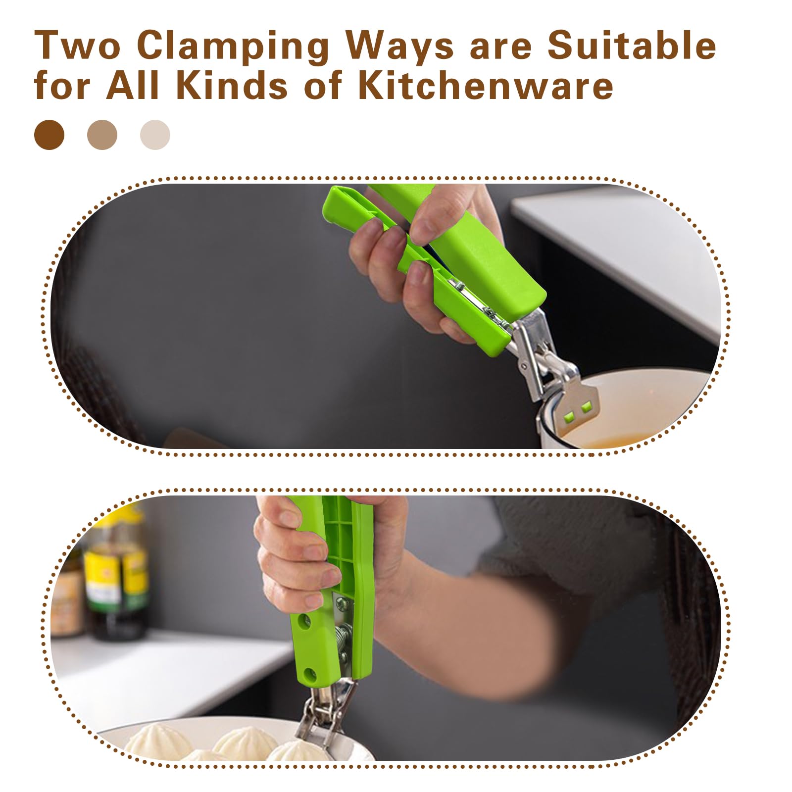 2 Pack Hot Plate Gripper Clips - Heat Resistant Bowl Tongs for Moving Hot Pots, Pans, Pizza Dishes & Air Fryer Trays - Microwave & Oven Safe Kitchen Tool for Serving Food (Green) - Perfect for Baking, Cooking & Serving Hot Dishes Safely