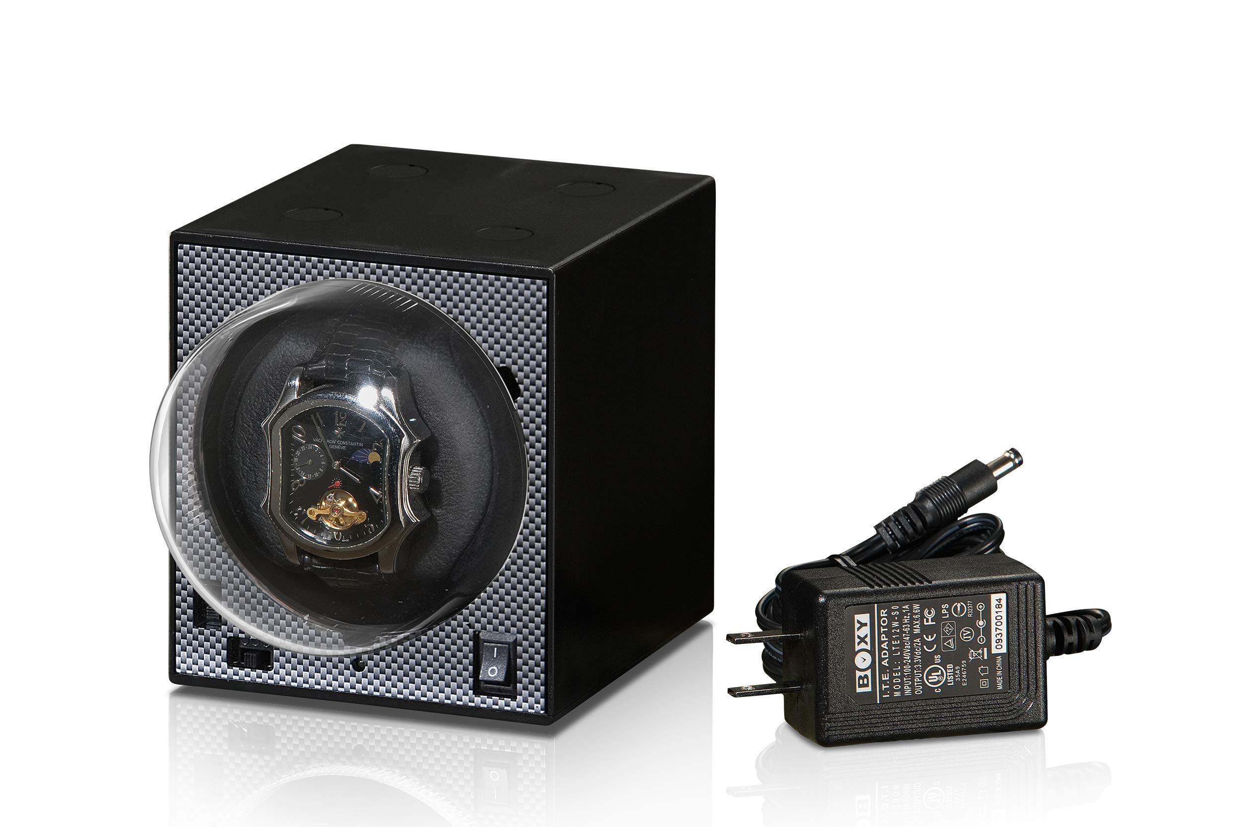 Premium Boxy Watch Winder BWS Brick - Automatic Power Sharing, Stackable Design with AC Adapter - Perfect for Luxury Watch Storage & Display in Home/Office