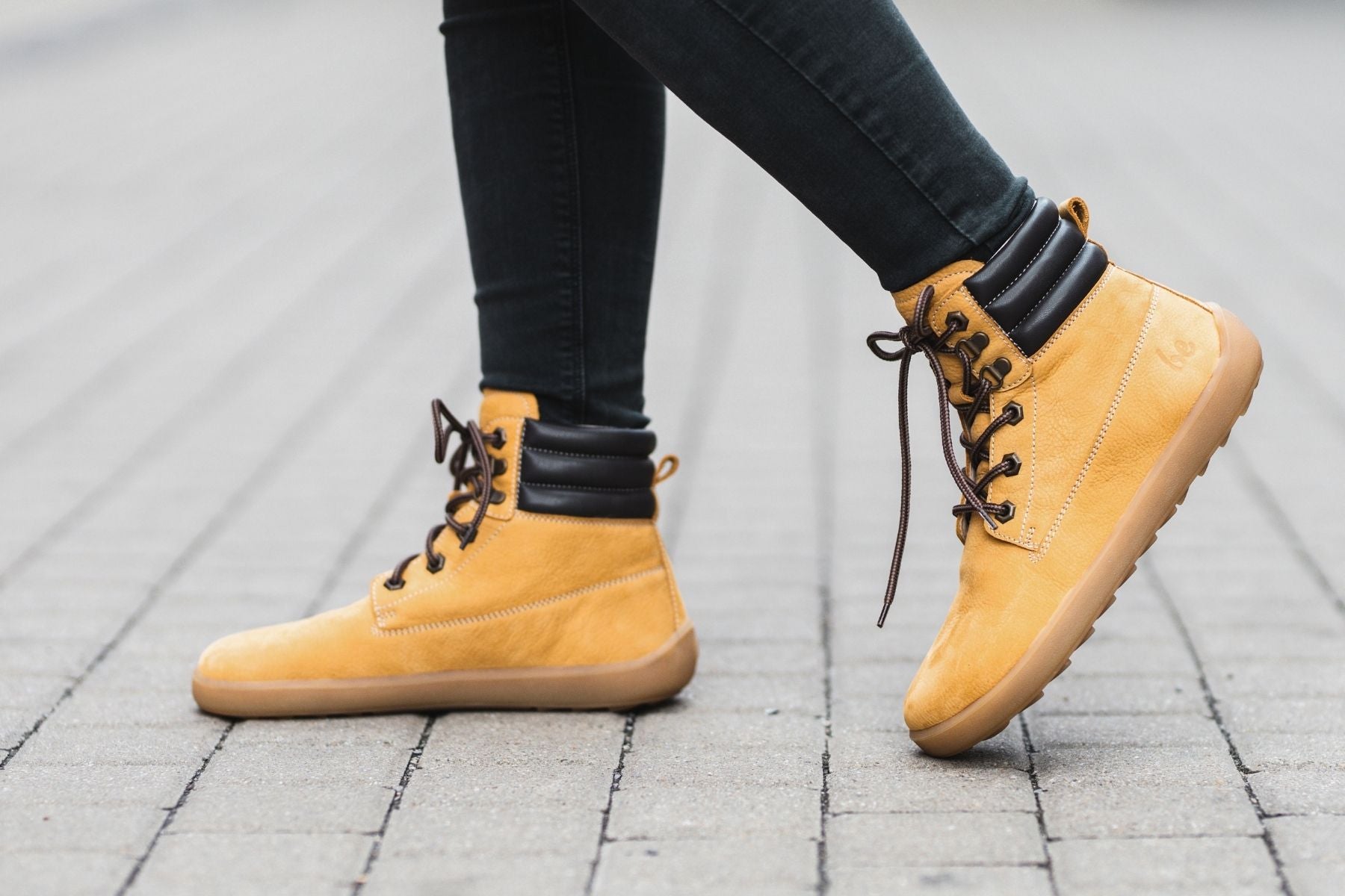 Barefoot Boots for Women - Be Lenka Nevada Neo Minimalist Shoes in Mustard | Comfortable & Lightweight for Hiking, Travel & Everyday Wear