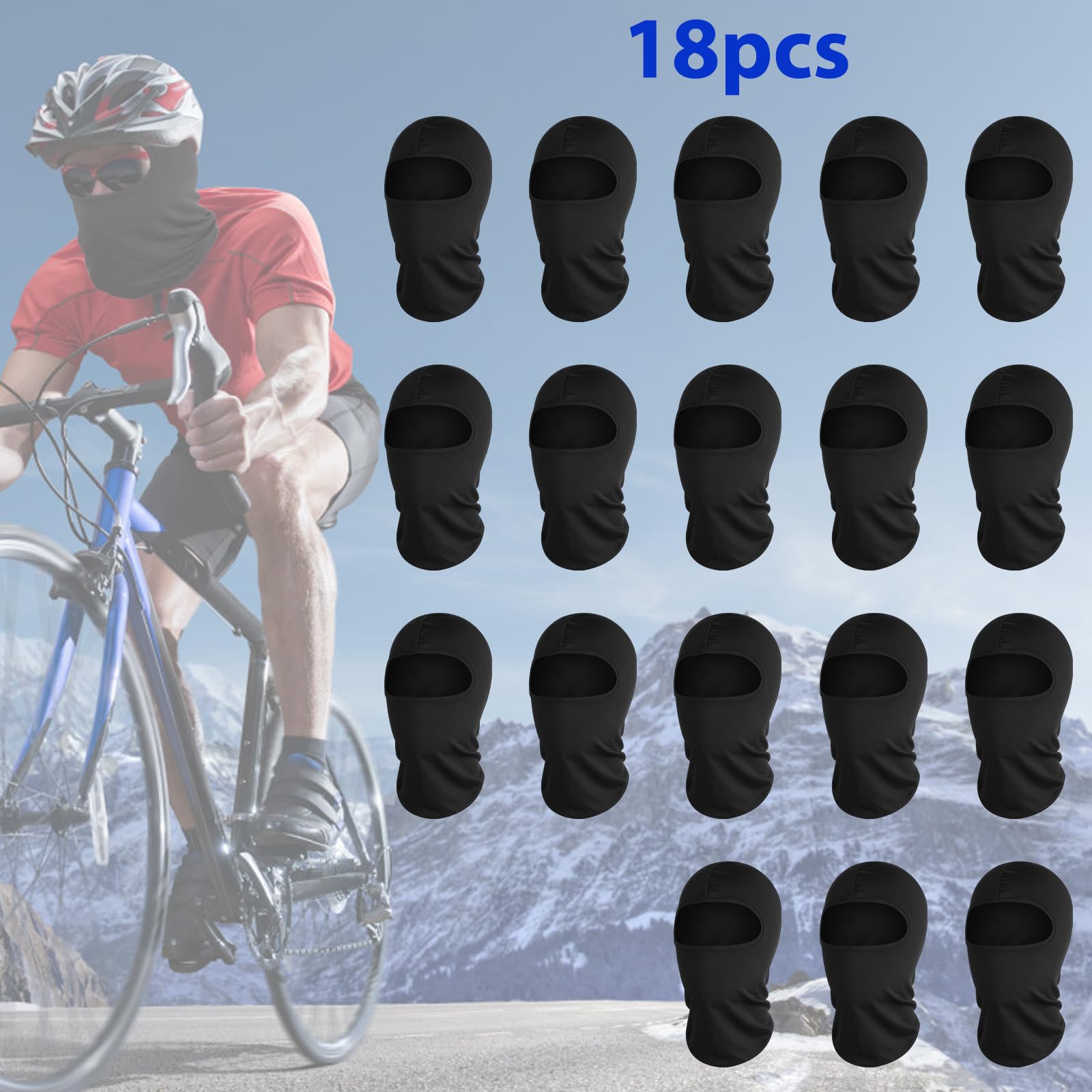 18Pcs Balaclava Ski Masks for Men & Women - Winter Face Cover with UV Protection, Breathable Full Face Mask for Skiing, Snowboarding, Motorcycling & Outdoor Activities - Black Shiesty Mask Pack (Cold Weather & Sun Protection)