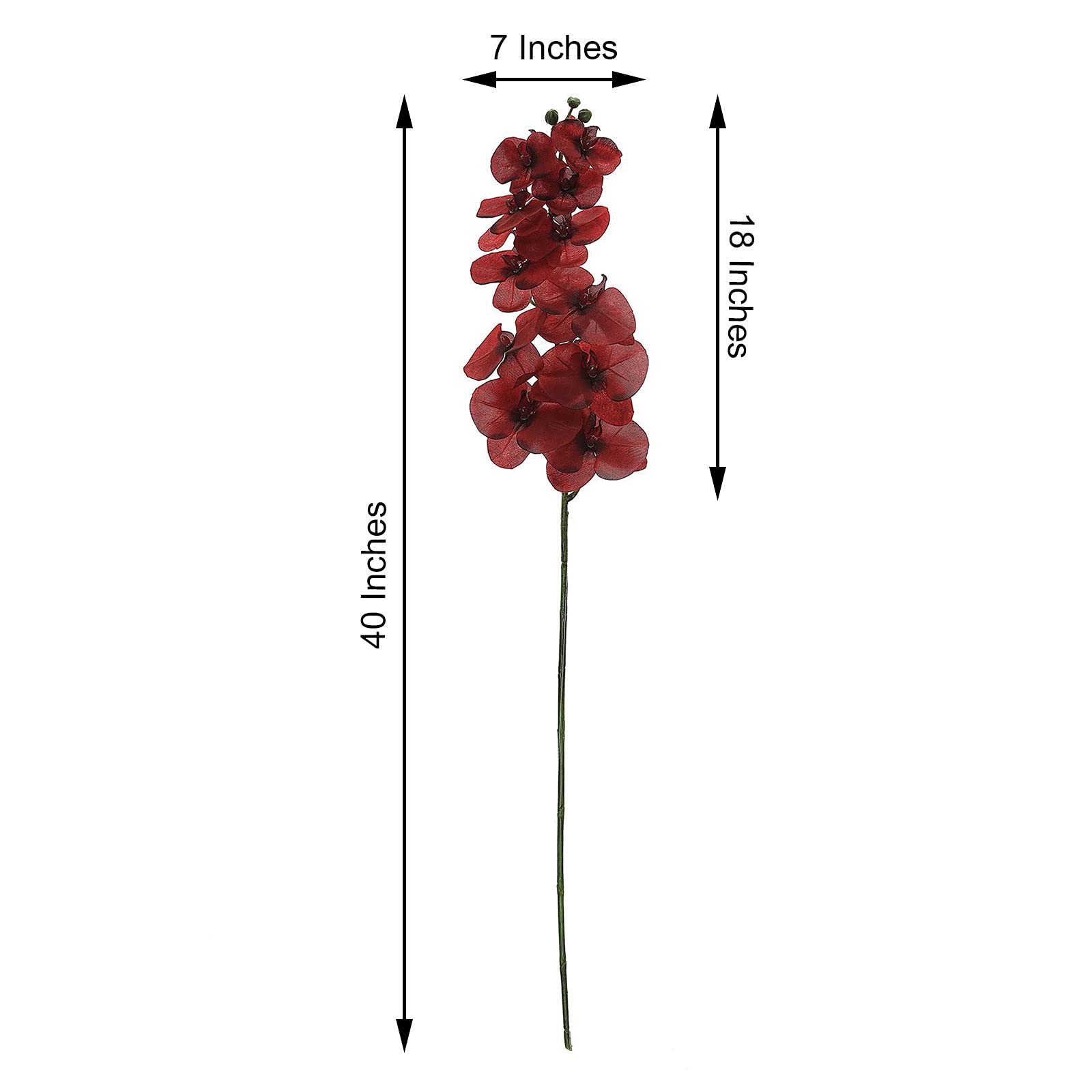 40 Inch Artificial Phalaenopsis Silk Orchid Flowers - Real Touch Lifelike Branches, Pack of 2 (Red) - Perfect for Home, Office, Wedding, Party & Event Decorations