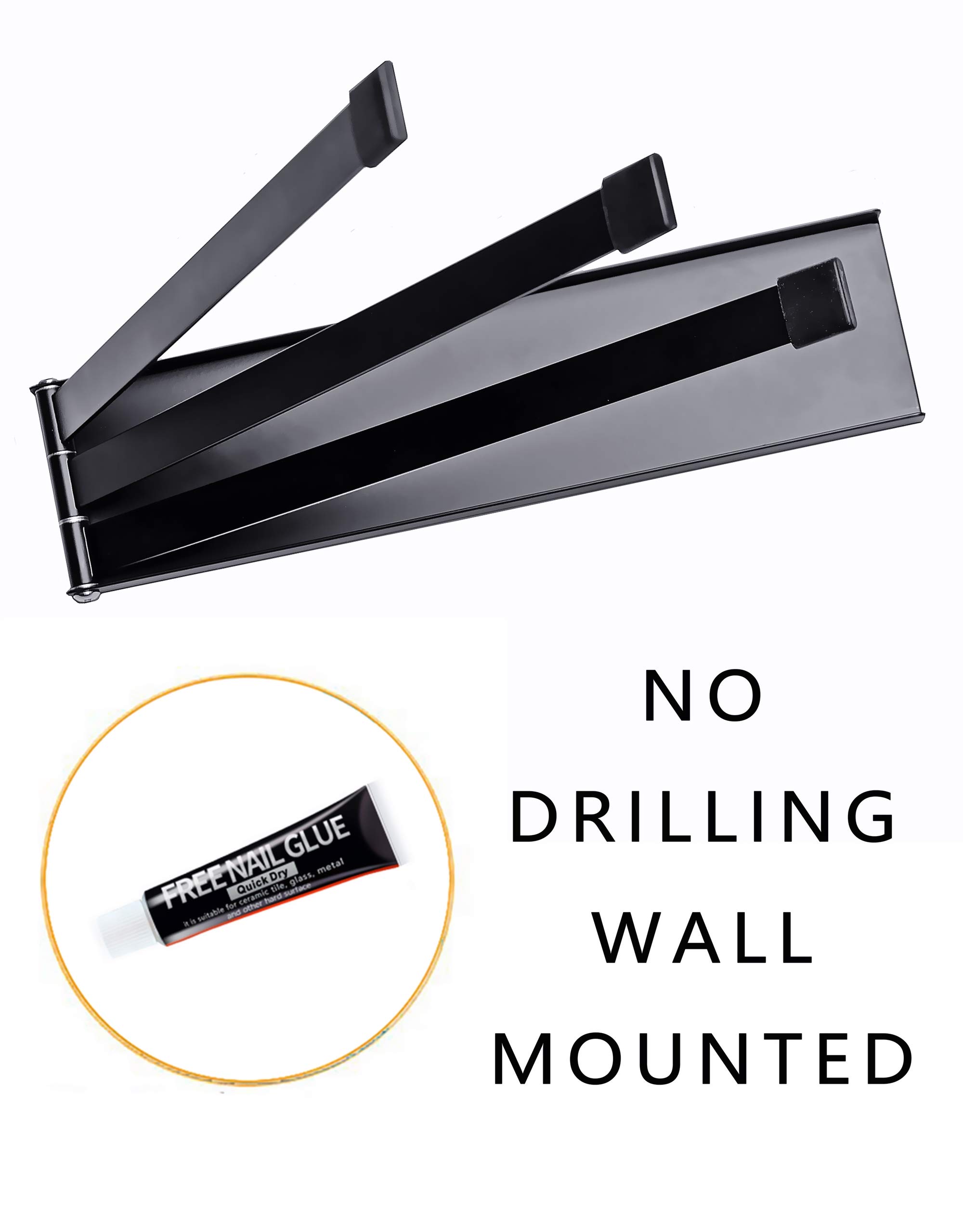 Matte Black Swing Towel Holder Rack - 3-Arm Wall Mounted Swivel Towel Bar for Bathroom & Kitchen Storage | Perfect for Small Spaces, Spa-Like Showers & Organized Home Decor