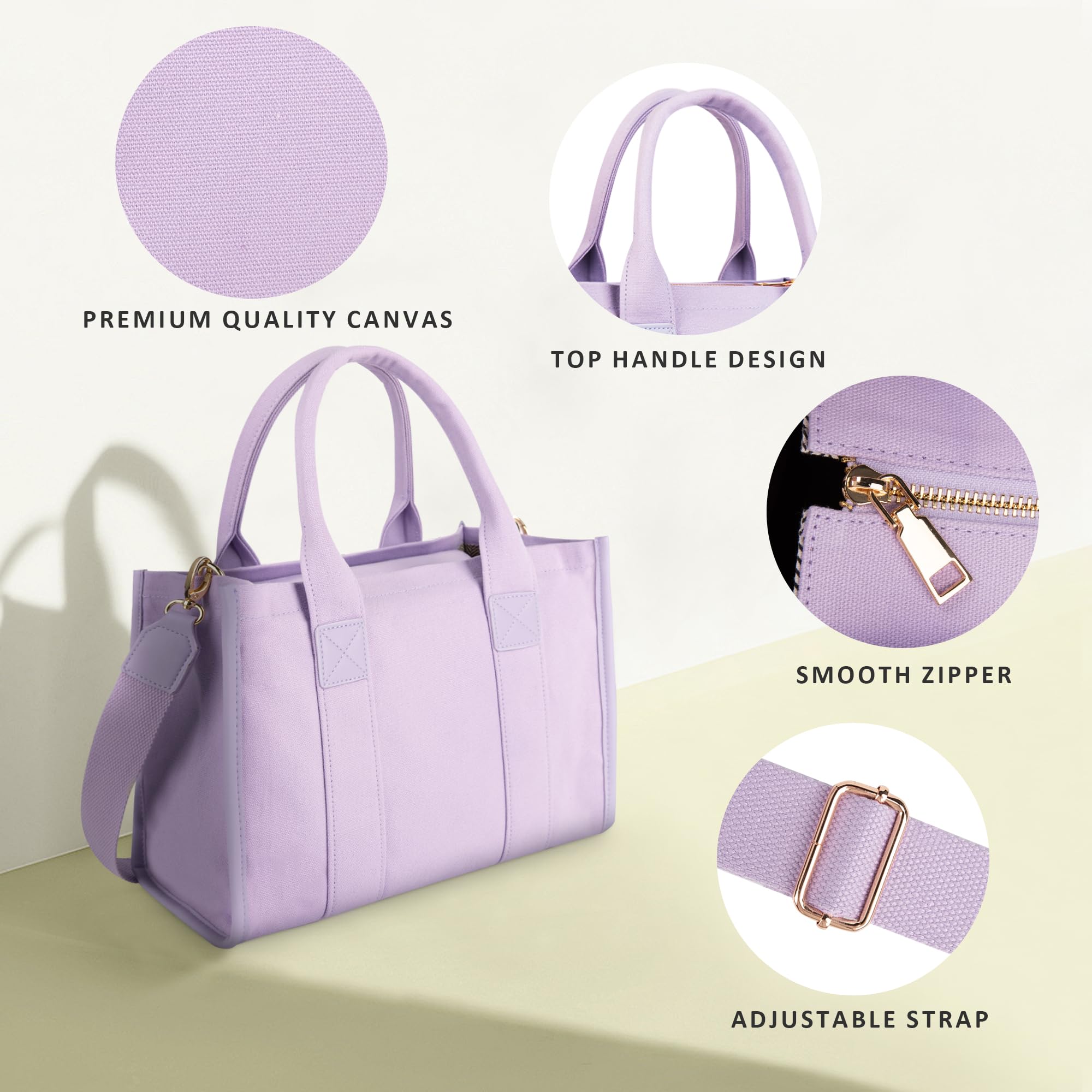Stylish Canvas Tote Bag for Women - Durable Crossbody & Top Handle Handbag - Perfect for Work, Travel, Shopping & Beach Days