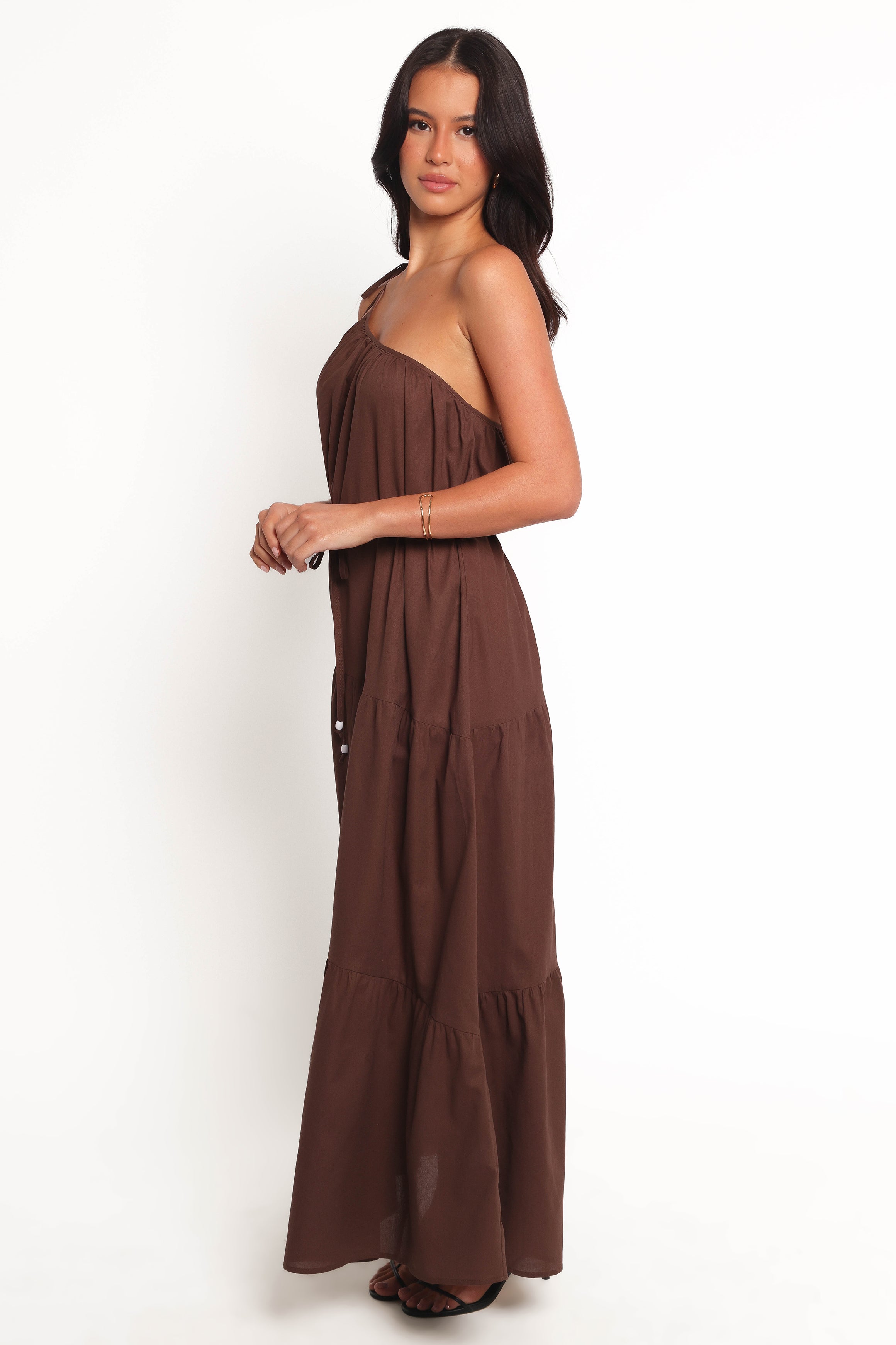 Hilde Maxi Dress for Women - Elegant Chocolate Brown Long Flowy Dress for Summer, Beach, Party & Casual Wear