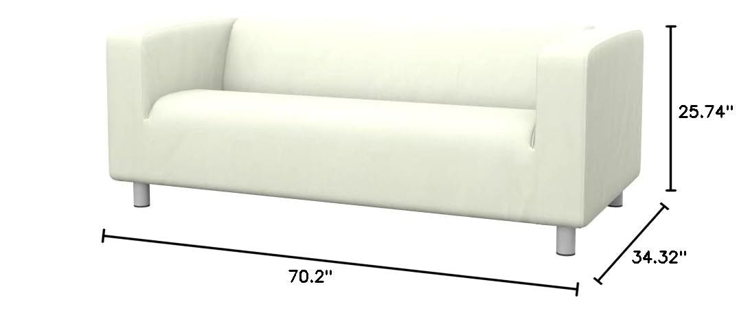 Replacement Compatible Cover for Klippan 2-Seat Sofa - Premium Fabric Eco Leather Creme - Perfect for Living Room, Bedroom & Home Office Furniture Protection
