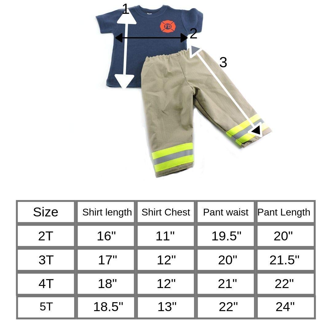 Kids Firefighter Costume Set - Realistic Bunker Jacket & Pants for Toddlers | Pretend Play, Halloween Dress Up, Birthday Party Outfit